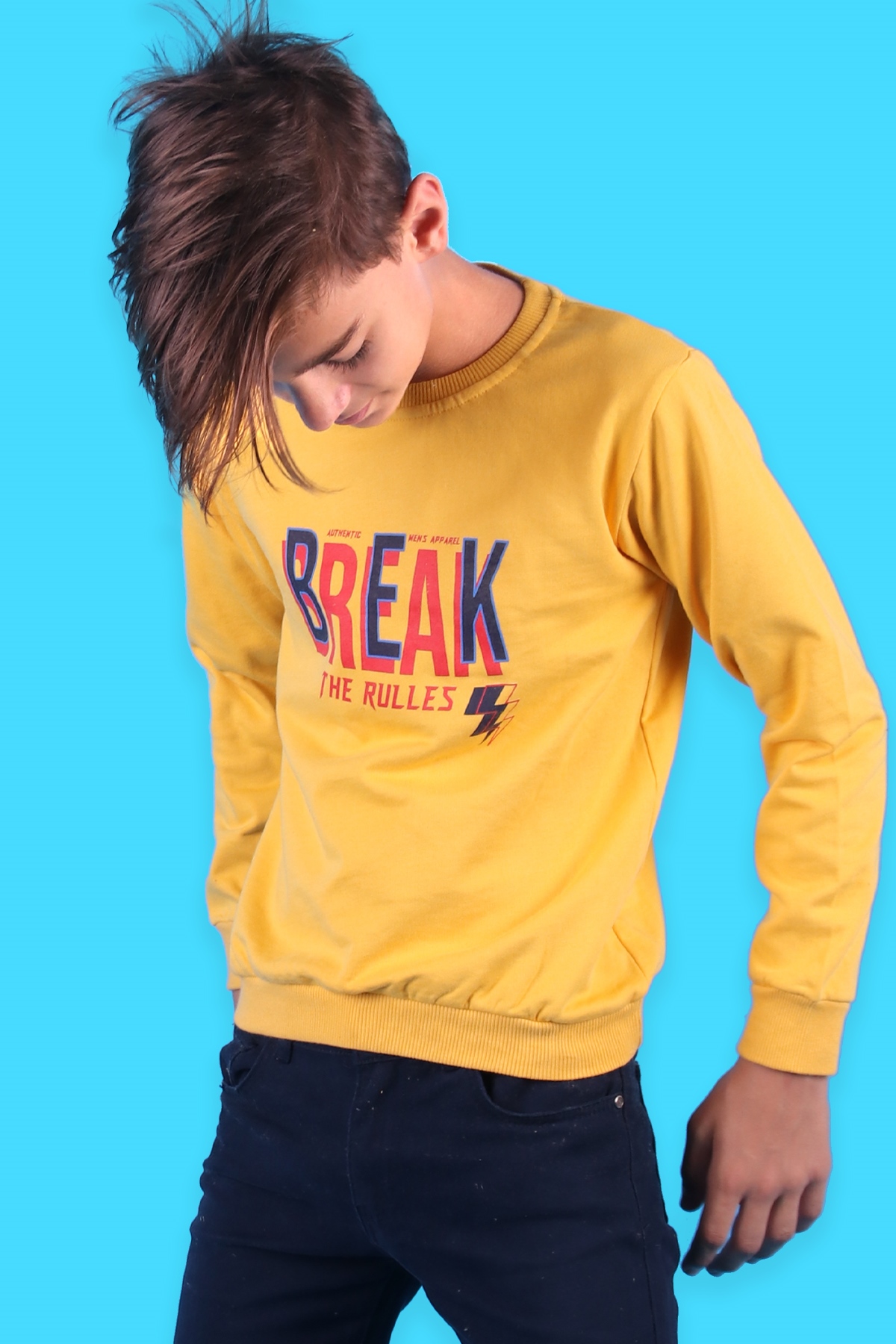 Breeze Erkek Çocuk Sweatshirt Baskılı Sarı (5-10 Yaş)