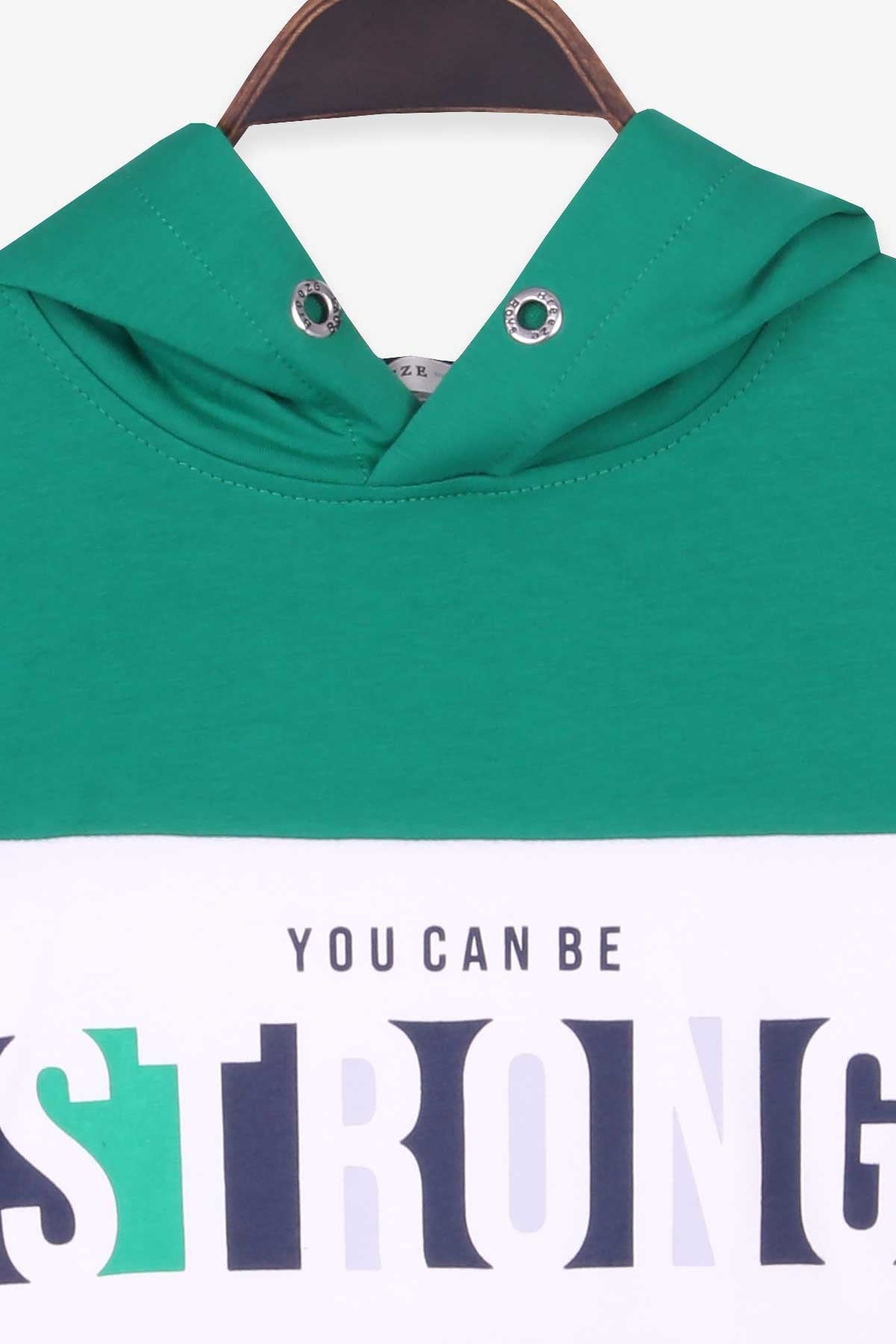 Breeze Erkek Çocuk Sweatshirt Blok Desenli Koyu Yeşil (9-14 Yaş)