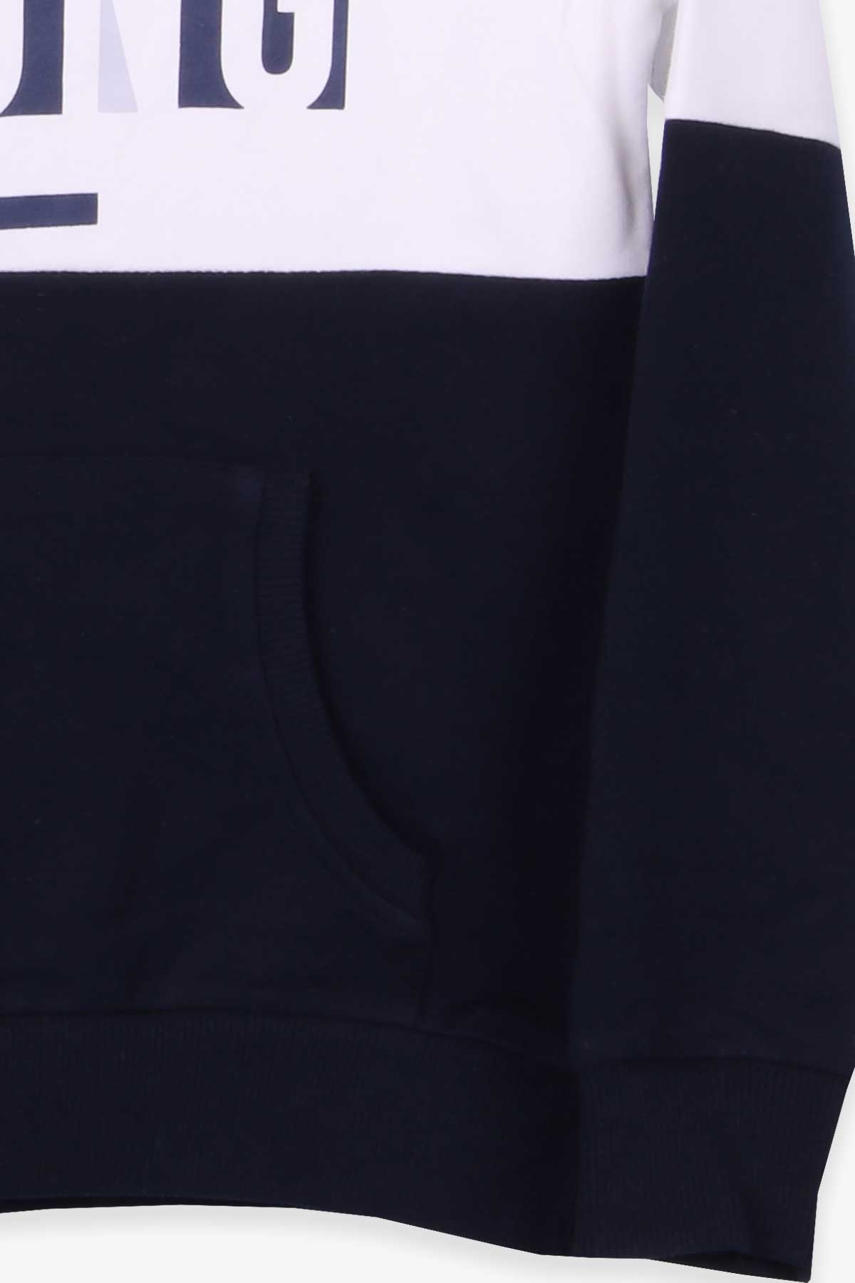Breeze Erkek Çocuk Sweatshirt Blok Desenli Açık Gri Melanj (9-12 Yaş)
