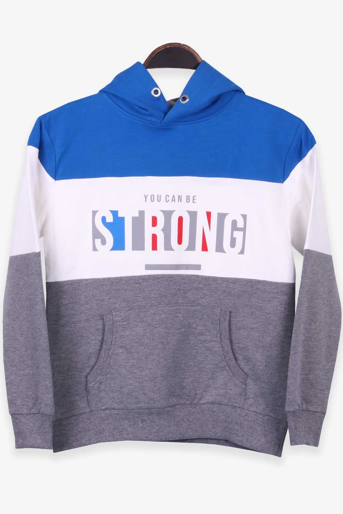 Breeze Erkek Çocuk Sweatshirt Blok Desenli Saks Mavisi (9-14 Yaş)