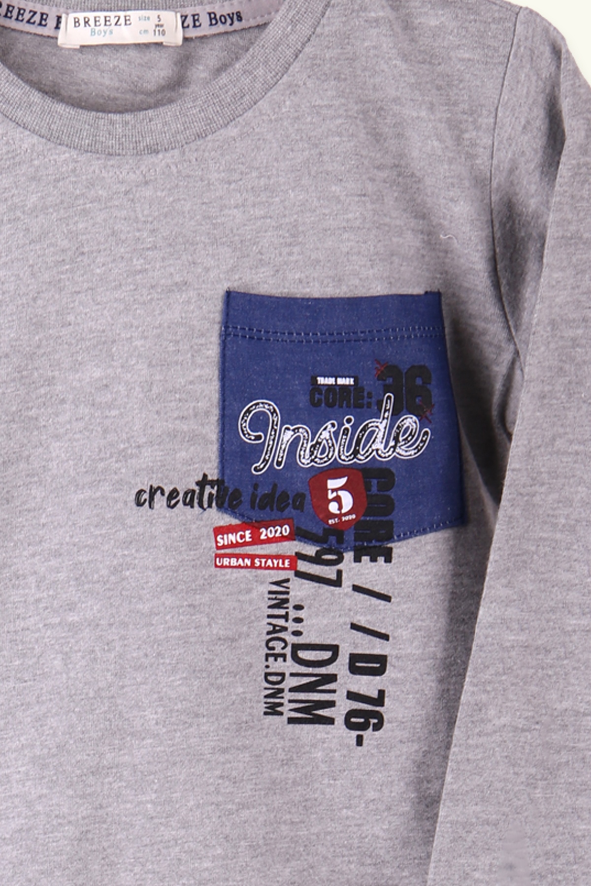 Breeze Erkek Çocuk Sweatshirt Cepli Gri (5-10 Yaş)