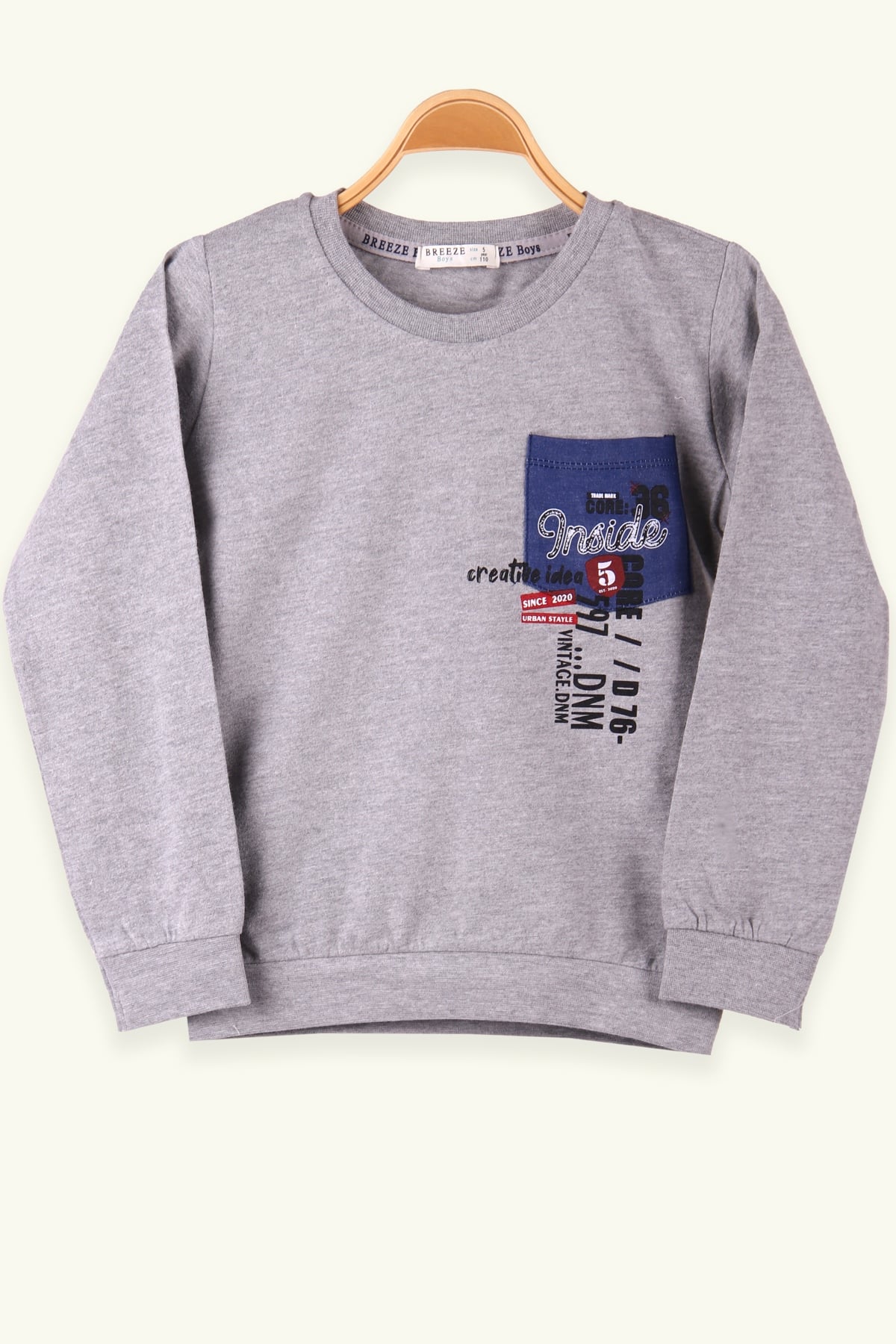 Breeze Erkek Çocuk Sweatshirt Cepli Gri (5-10 Yaş)