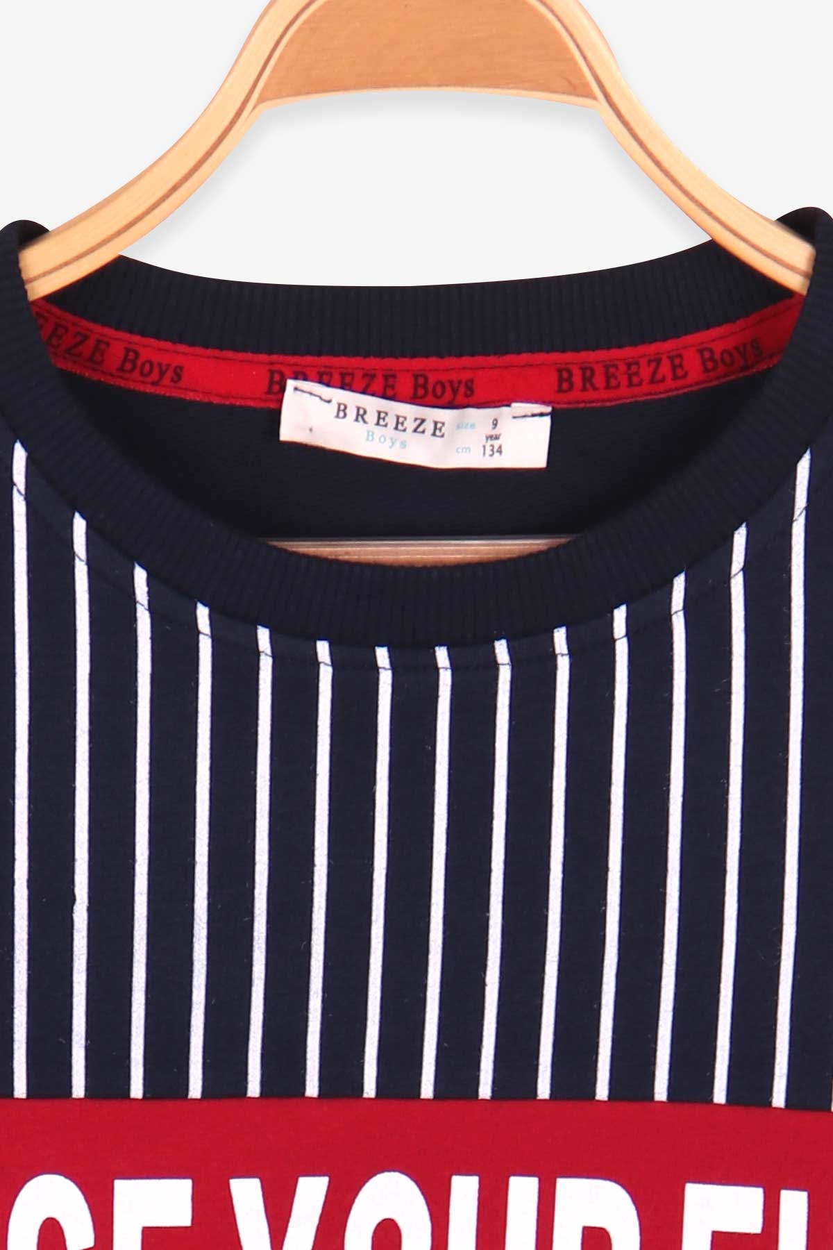 Breeze Erkek Çocuk Sweatshirt Çizgi Detaylı Baskılı Lacivert (9-14 Yaş)