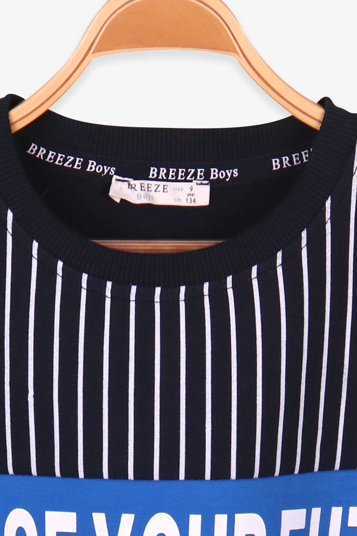Breeze Erkek Çocuk Sweatshirt Çizgi Detaylı Baskılı Lacivert (9-14 Yaş)