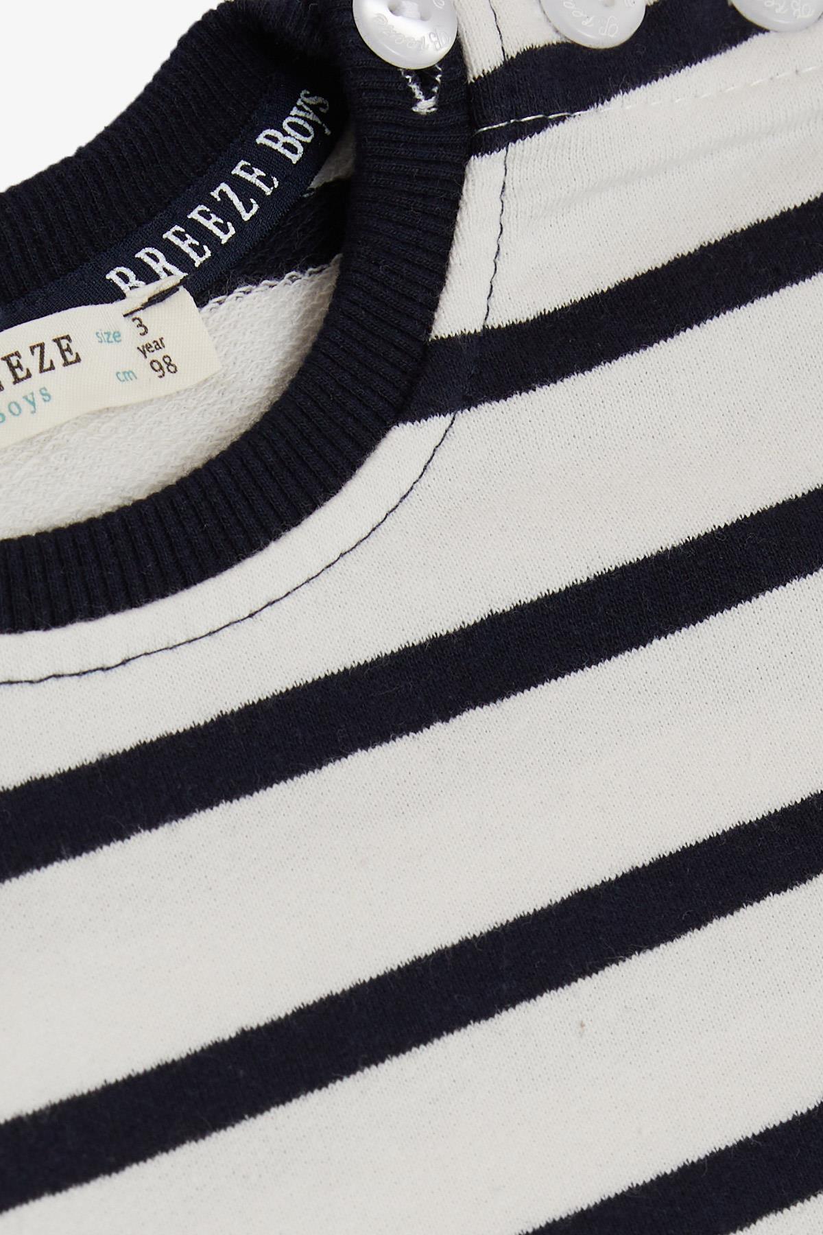 Breeze Erkek Çocuk Sweatshirt Çizgili Ekru (1.5-5 Yaş)