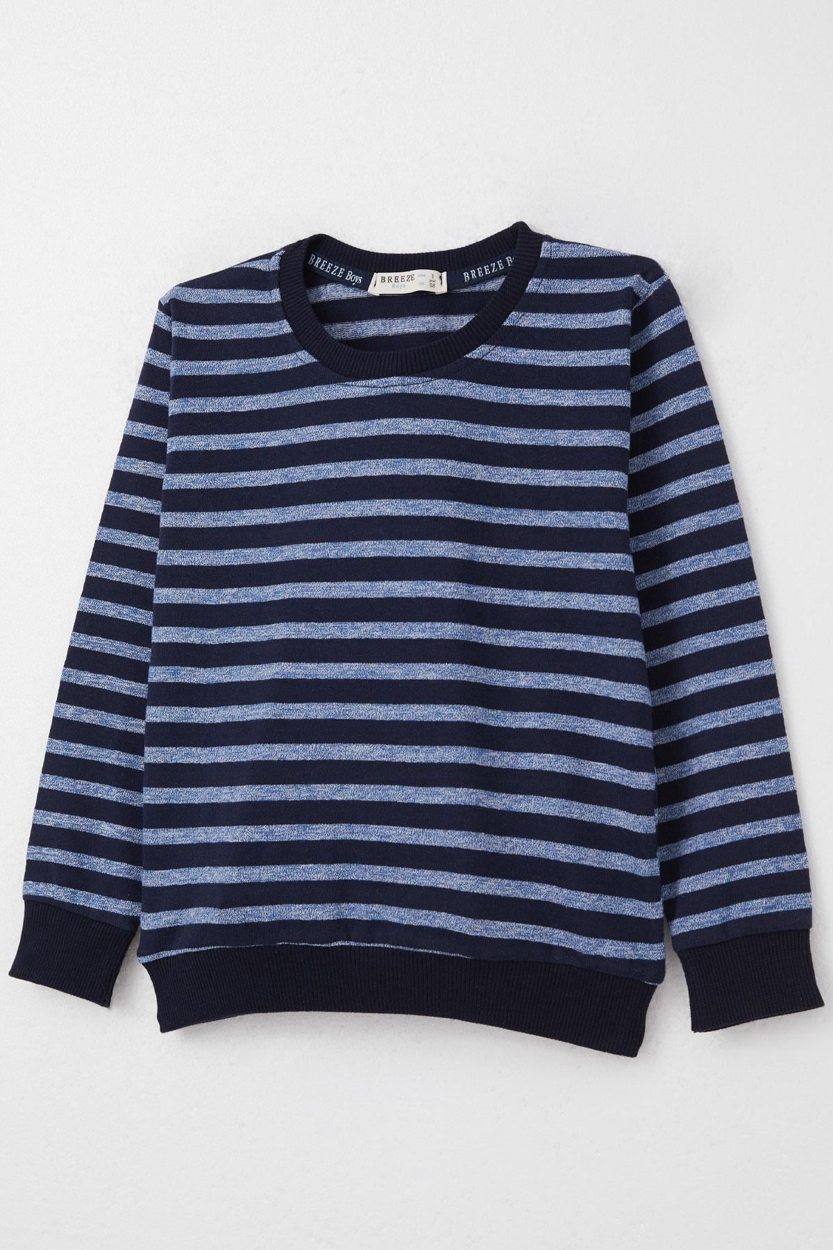 Breeze Erkek Çocuk Sweatshirt Çizgili Karışık Renk (3-7 Yaş)