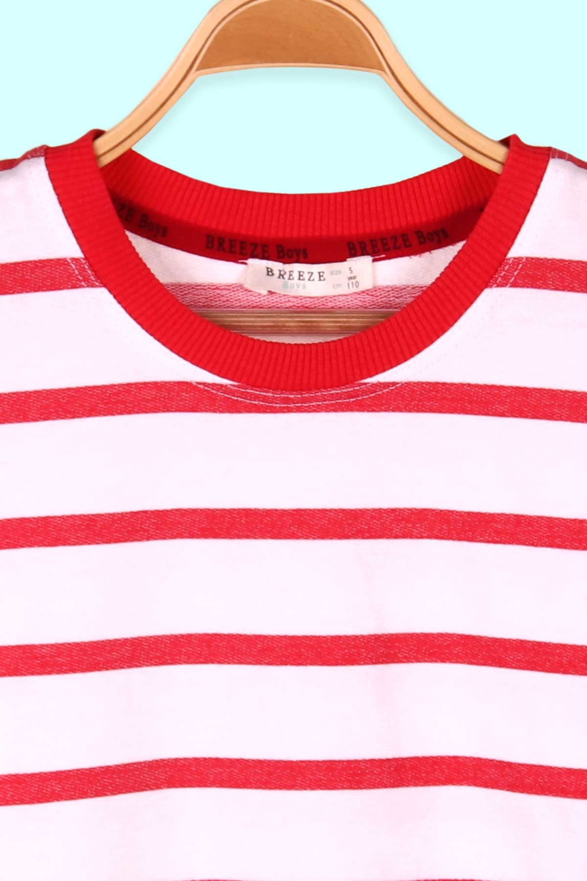 Breeze Erkek Çocuk Sweatshirt Çizgili Beyaz (5-10 Yaş)
