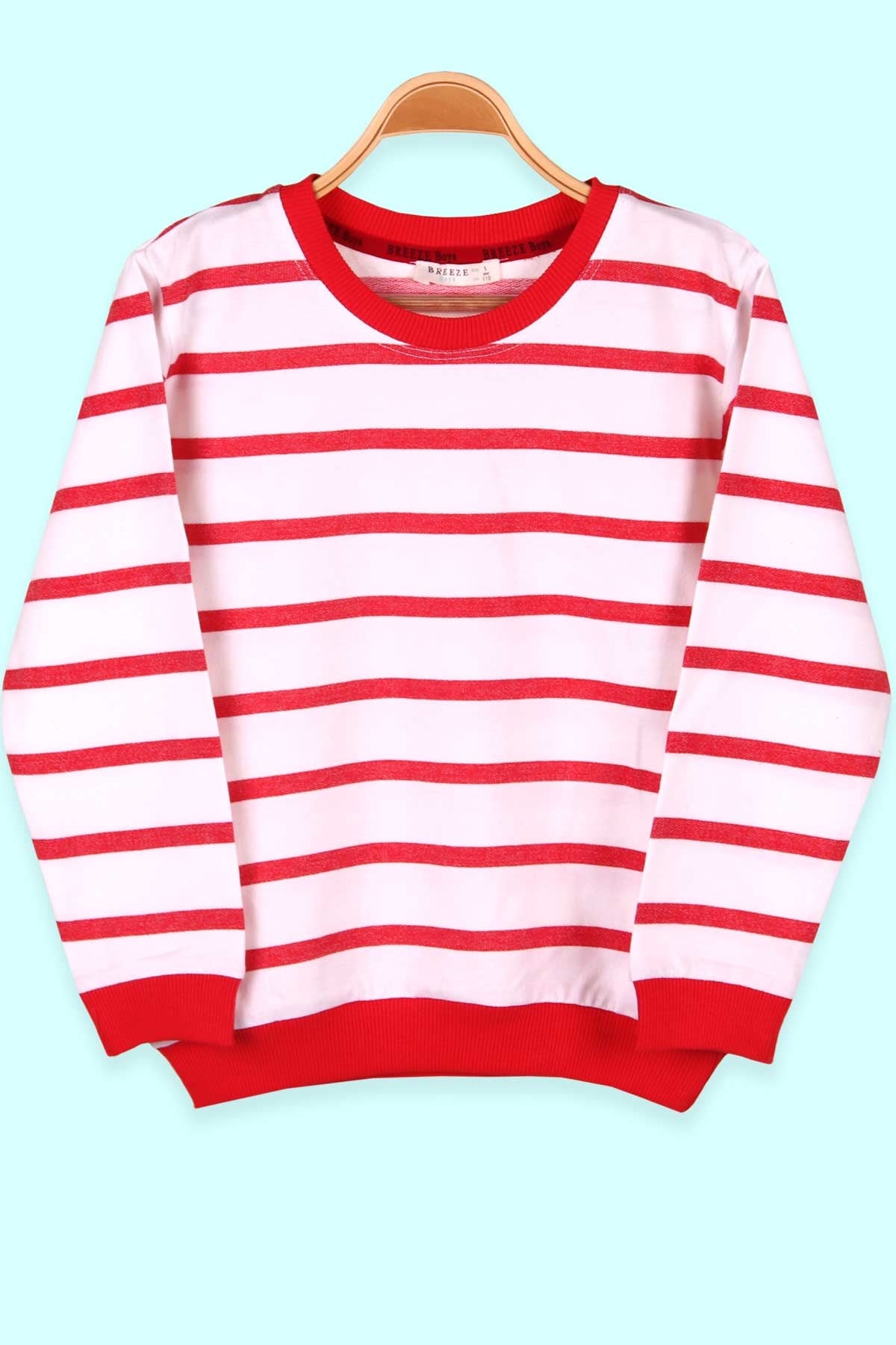 Breeze Erkek Çocuk Sweatshirt Çizgili Beyaz (5-10 Yaş)