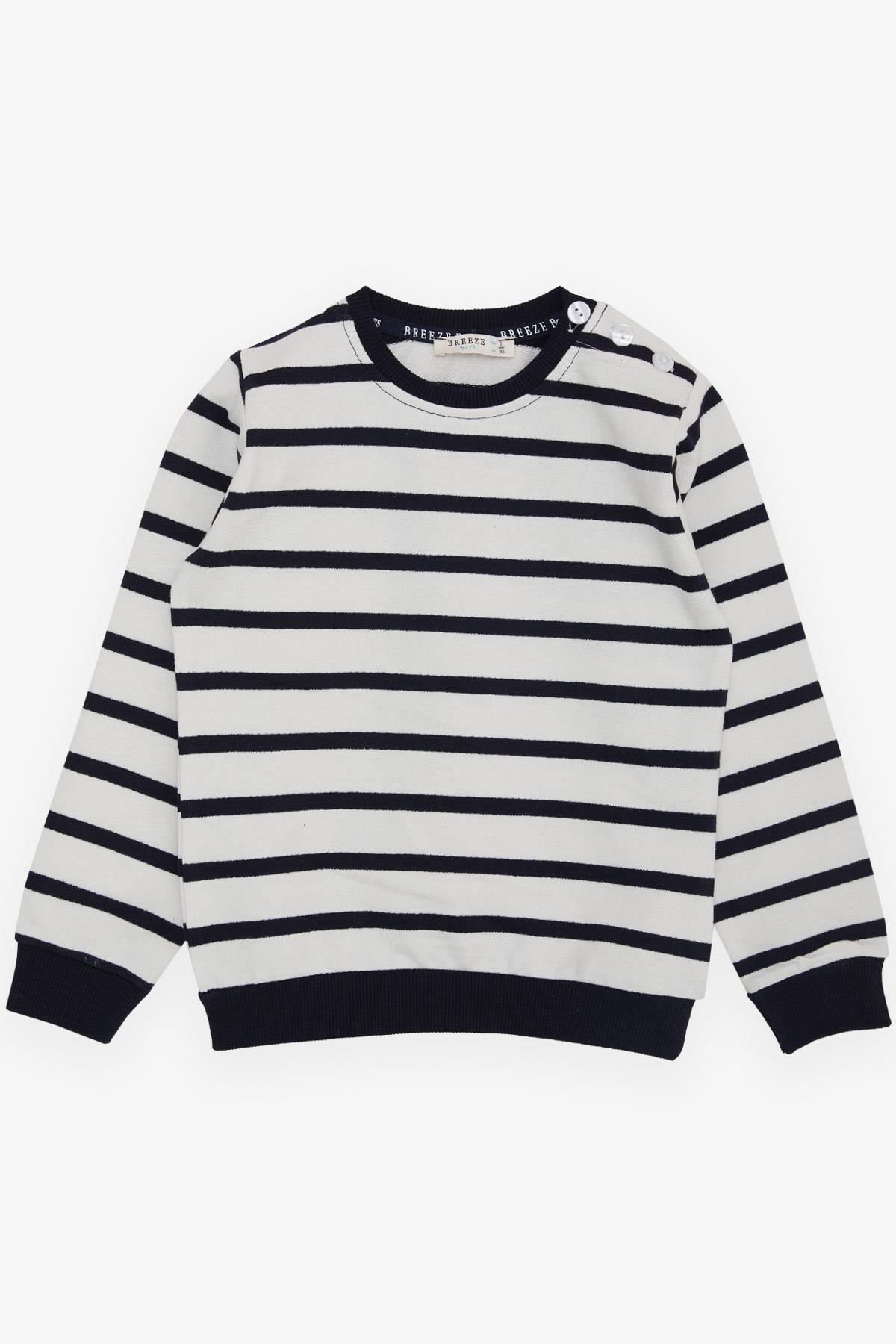 Breeze Erkek Çocuk Sweatshirt Çizgili Ekru (1.5-5 Yaş)