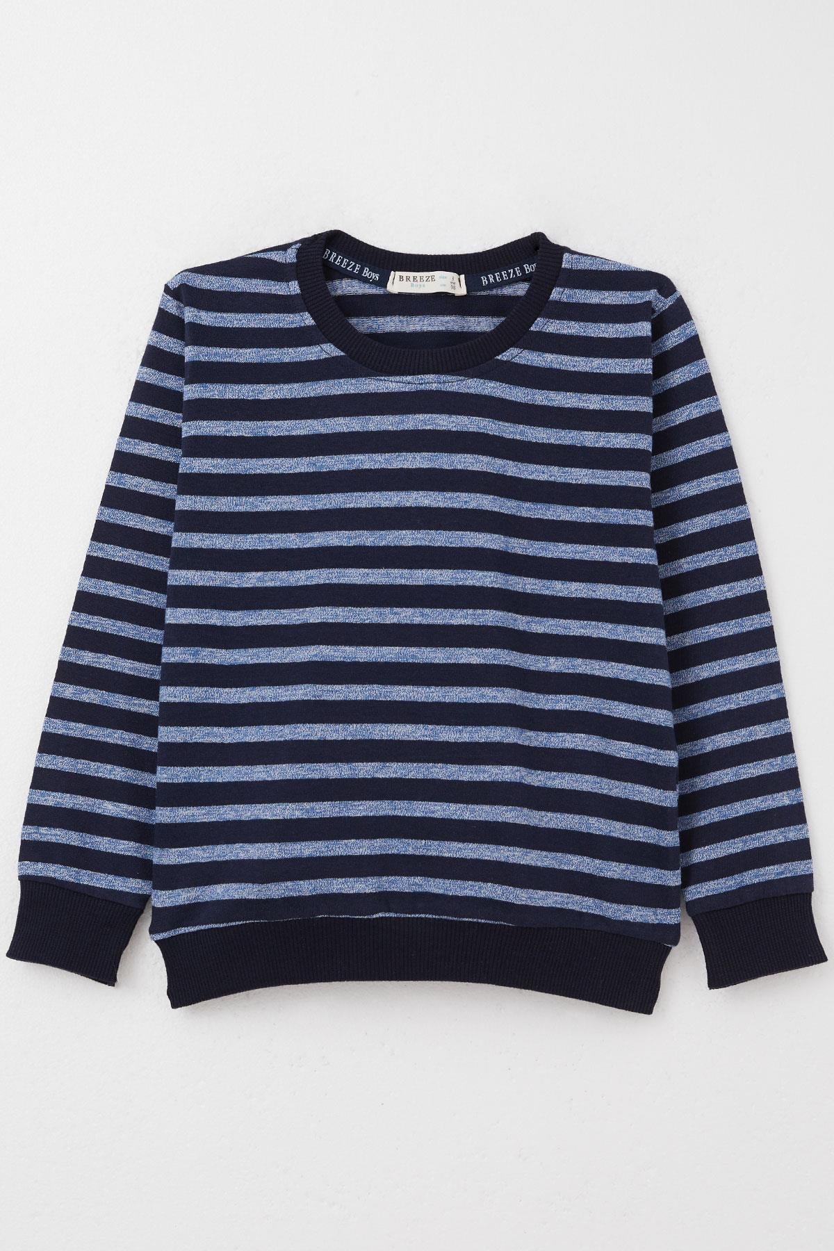 Breeze Erkek Çocuk Sweatshirt Çizgili Karışık Renk (3-7 Yaş)