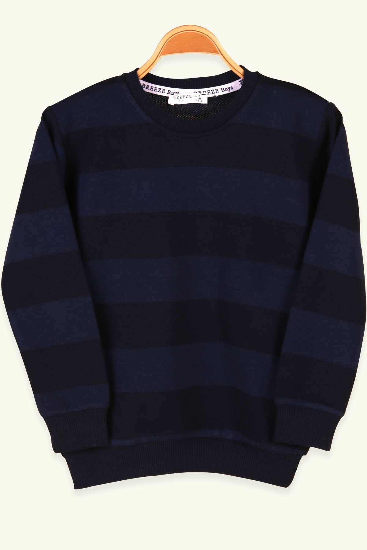 Breeze Erkek Çocuk Sweatshirt Çizgili Lacivert (5-9 Yaş)