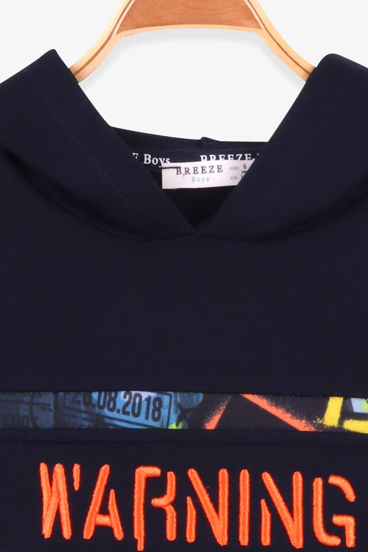 Breeze Erkek Çocuk Sweatshirt Desenli Nakışlı Lacivert (6-12 Yaş)