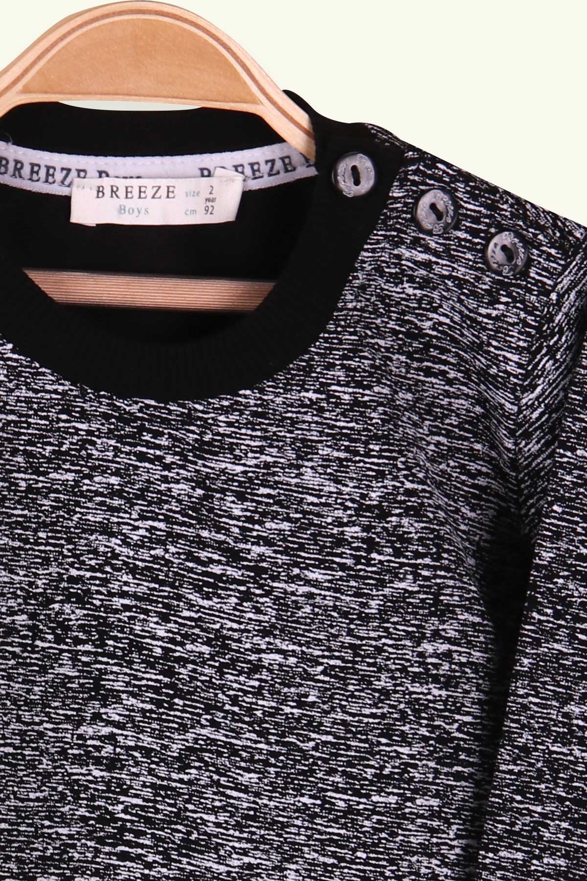 Breeze Erkek Çocuk Sweatshirt Desenli Siyah Melanj (2-6 Yaş)