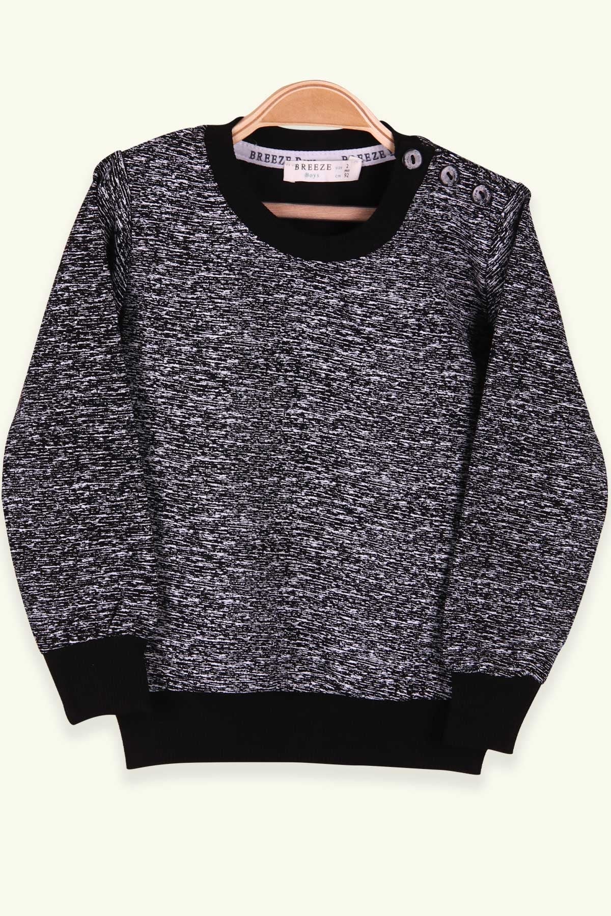 Breeze Erkek Çocuk Sweatshirt Desenli Siyah Melanj (2-6 Yaş)