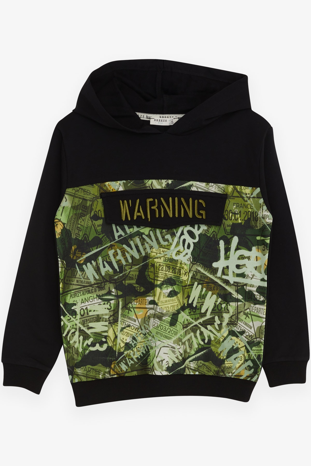 Breeze Erkek Çocuk Sweatshirt Desenli Nakışlı Siyah (6-12 Yaş)
