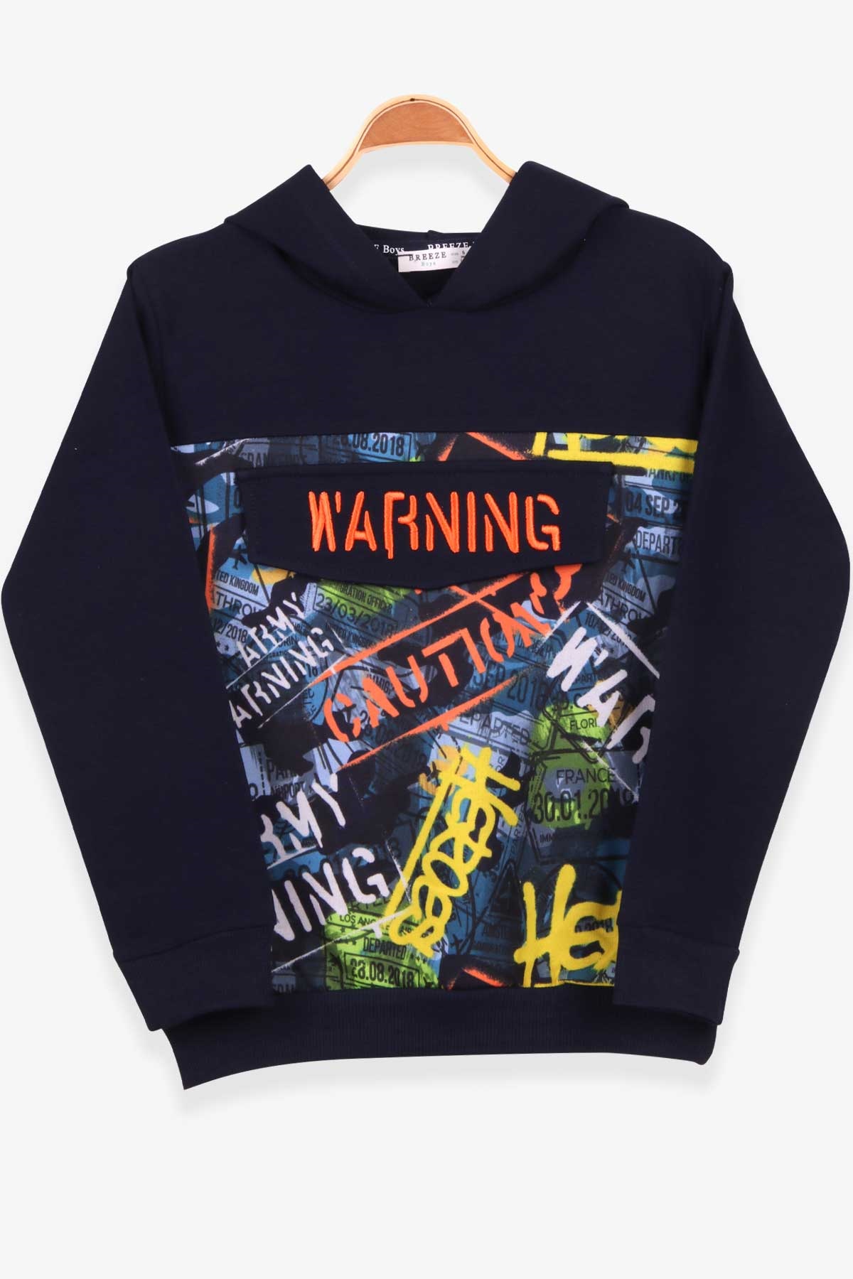 Breeze Erkek Çocuk Sweatshirt Desenli Nakışlı Lacivert (6-12 Yaş)