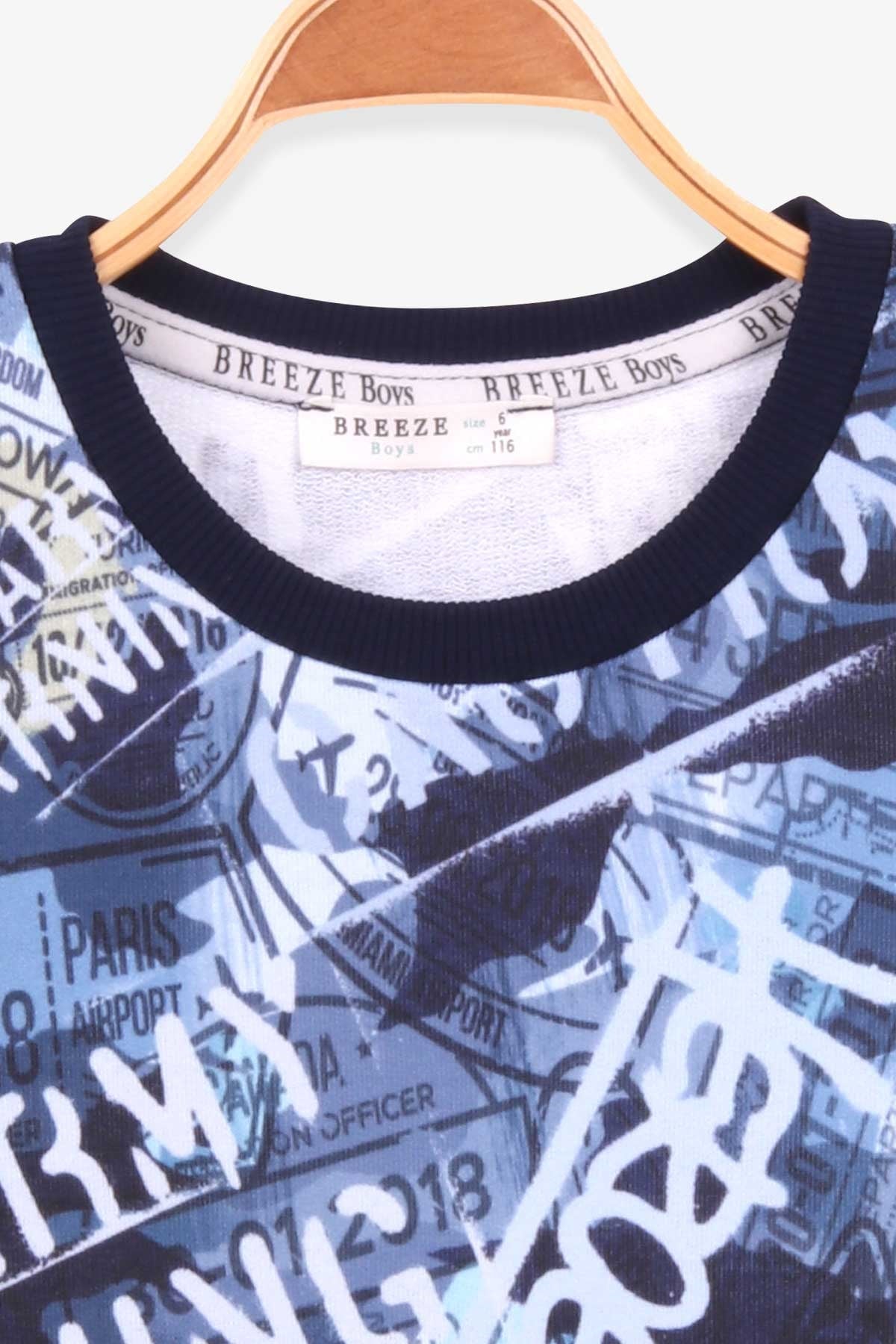 Breeze Erkek Çocuk Sweatshirt Desenli Lacivert (6-12 Yaş)