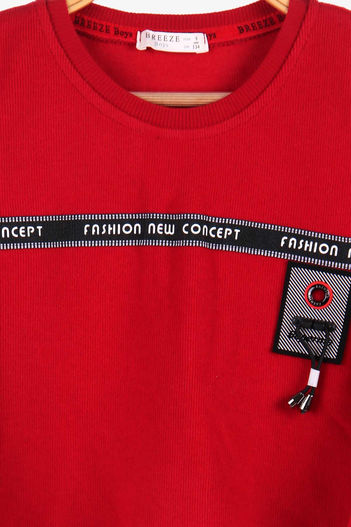 Breeze Erkek Çocuk Sweatshirt Desenli Kırmızı (9-10 Yaş)