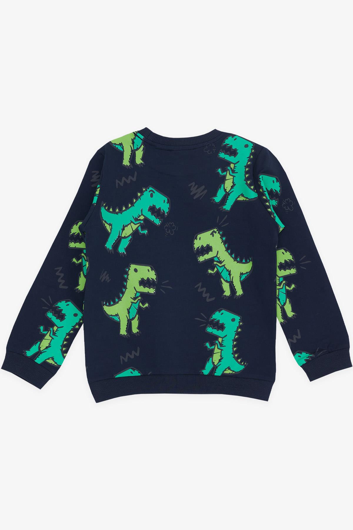 Breeze Erkek Çocuk Sweatshirt Dinazor Desenli Lacivert (3-8 Yaş)