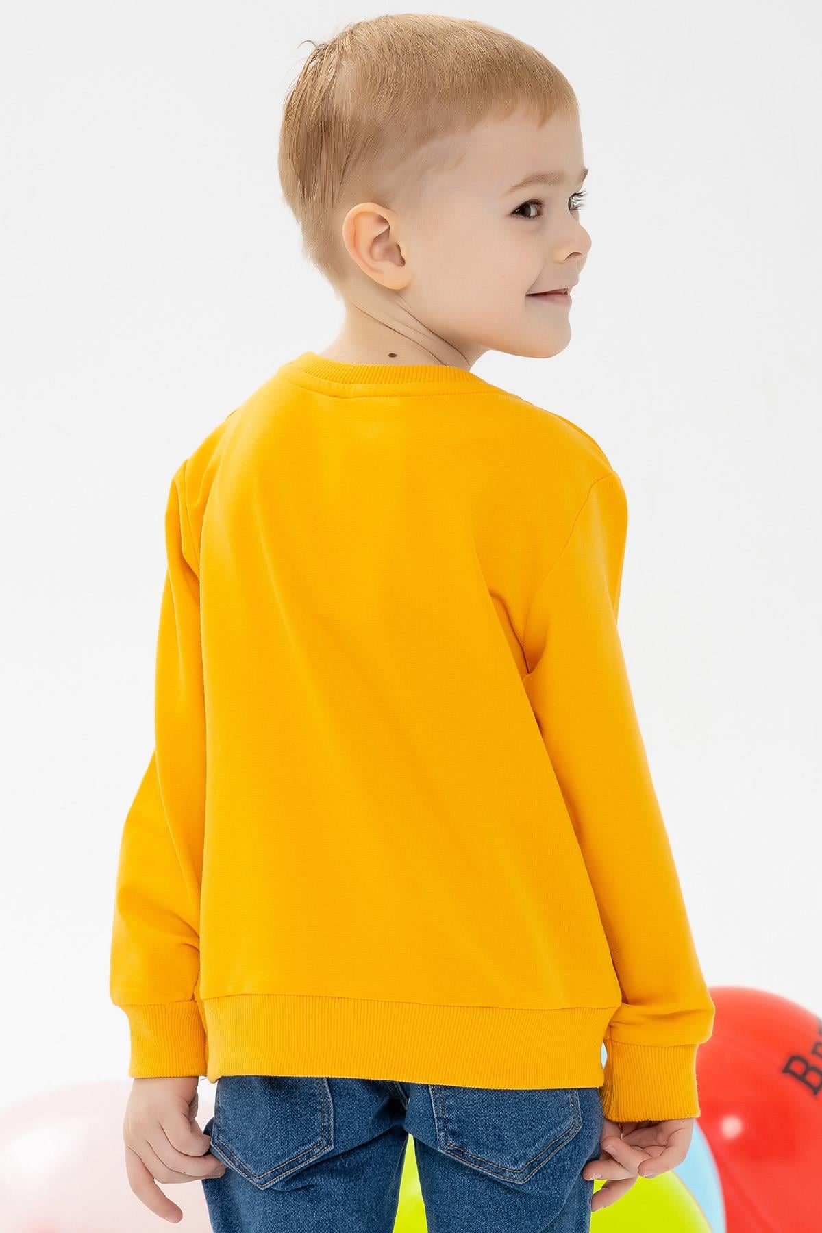 Breeze Erkek Çocuk Sweatshirt Dinozor Baskılı Hardal Sarı (7 Yaş)