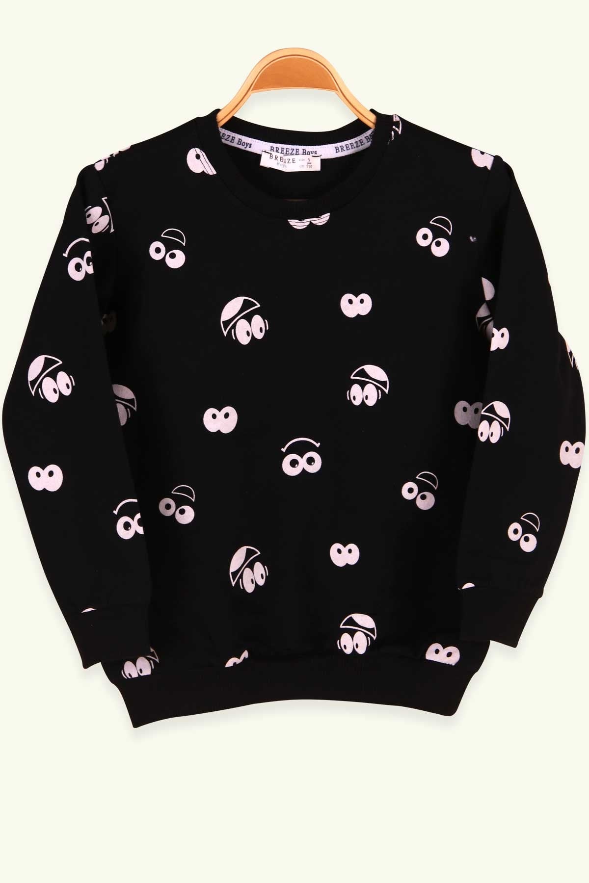 Breeze Erkek Çocuk Sweatshirt Emoji Desenli Siyah (5-9 Yaş)