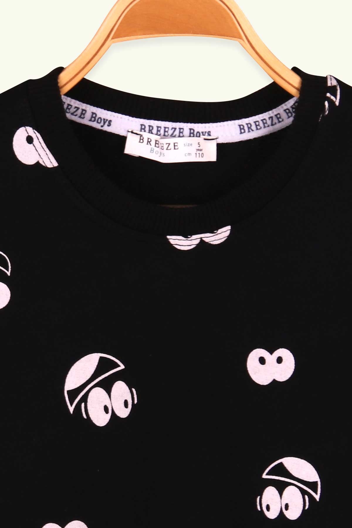 Breeze Erkek Çocuk Sweatshirt Emoji Desenli Siyah (5-9 Yaş)