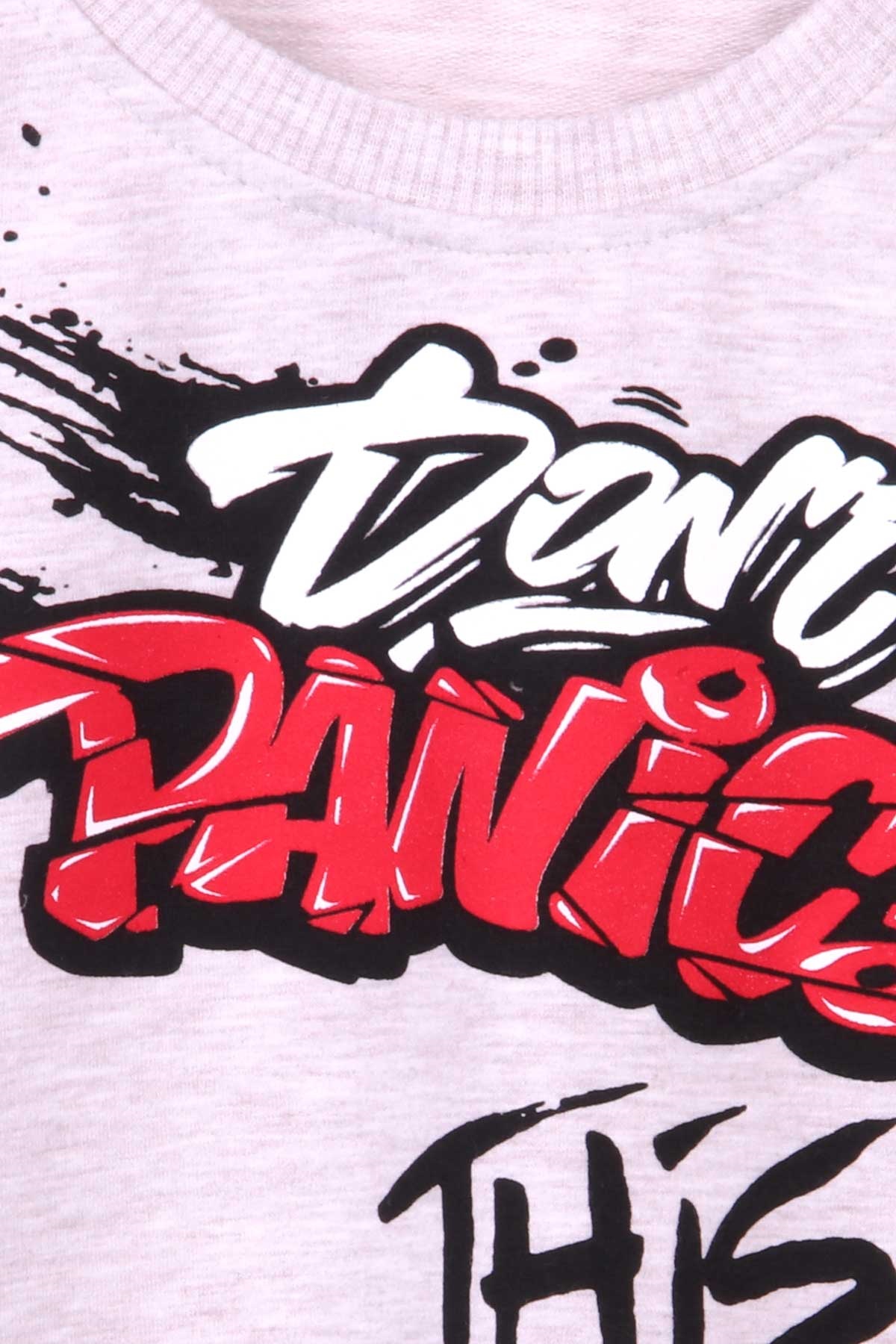Breeze Erkek Çocuk Sweatshirt Graffiti Yazı Baskılı Bej Melanj (5-10 Yaş)