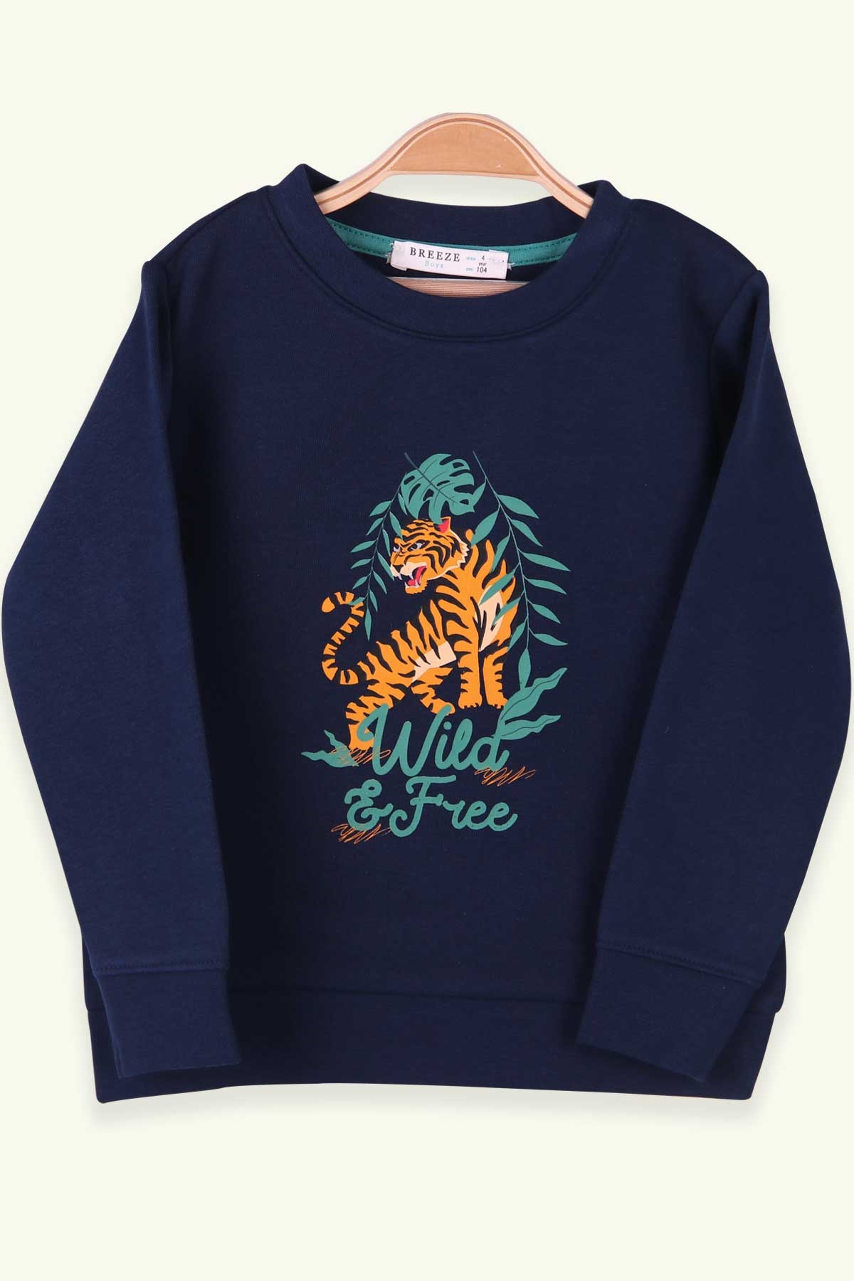 Breeze Erkek Çocuk Sweatshirt Jaguar Baskılı Lacivert (4-10 Yaş)