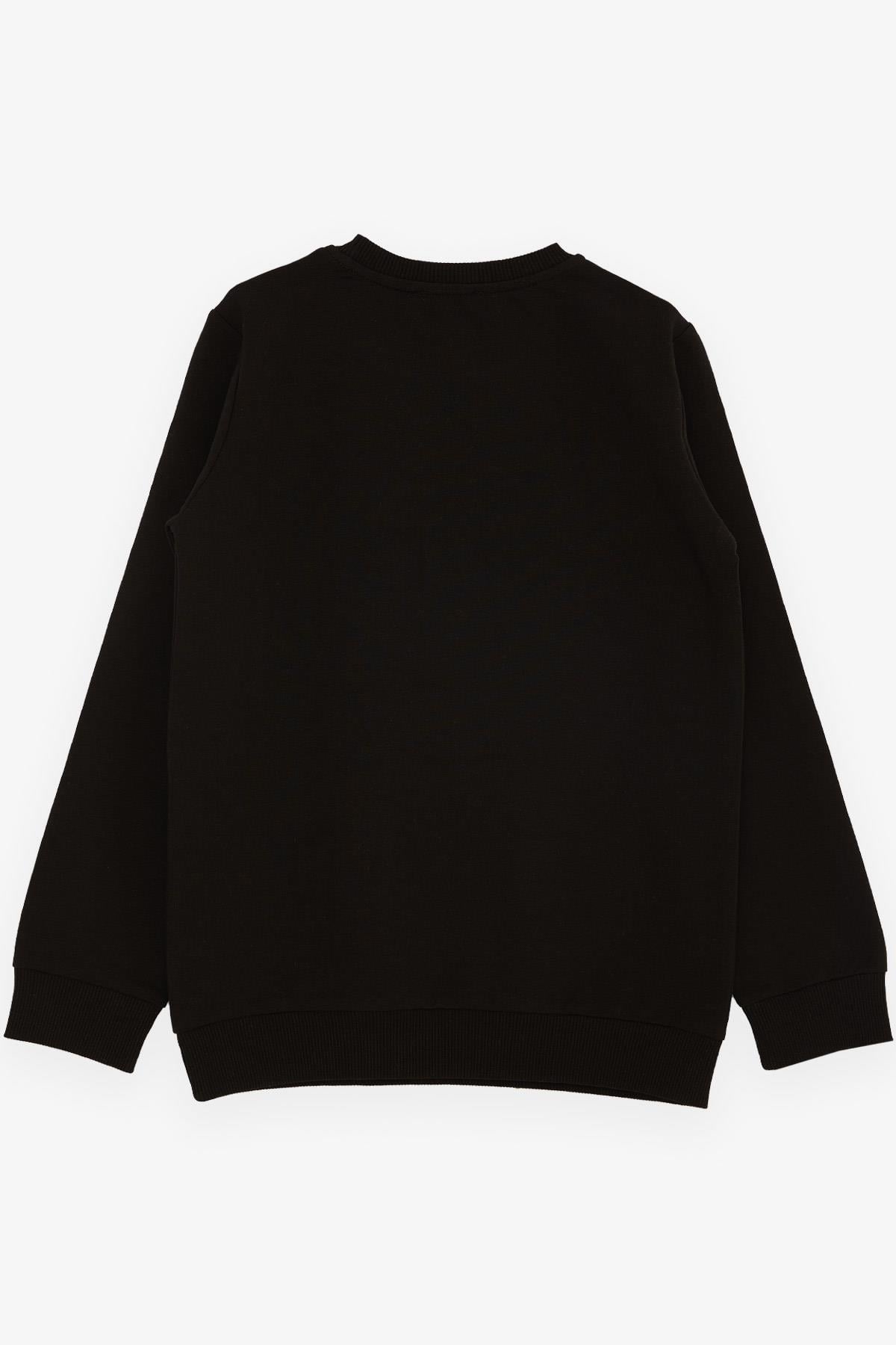 Breeze Erkek Çocuk Sweatshirt Kabartma Yazı Baskılı Siyah (6-12 Yaş)