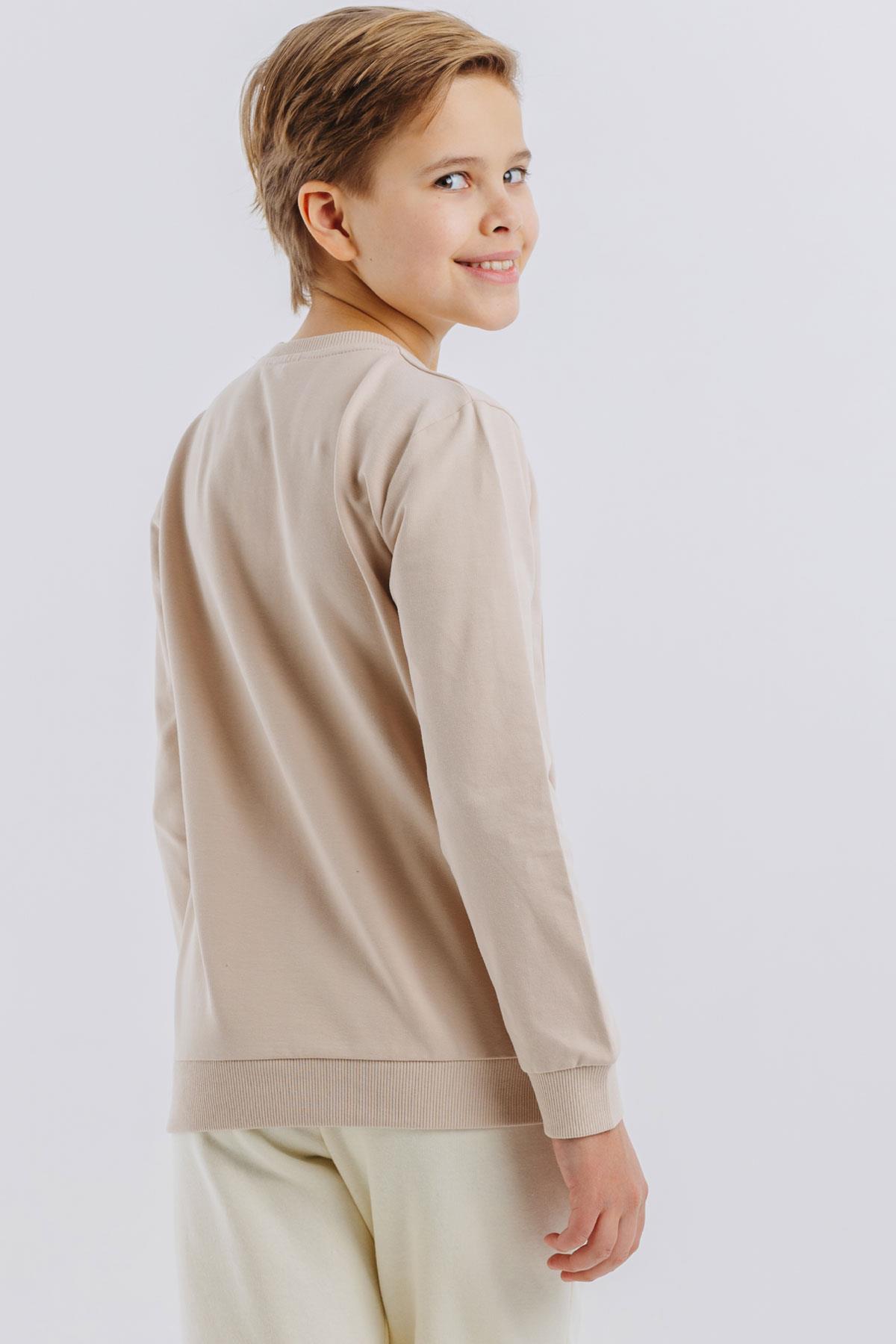 Breeze Erkek Çocuk Sweatshirt Kabartma Yazı Baskılı Bej (8 Yaş)