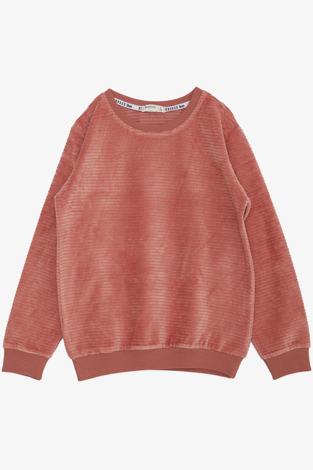 Breeze Erkek Çocuk Sweatshirt Kadife Basic Gülkurusu (4-8 Yaş)