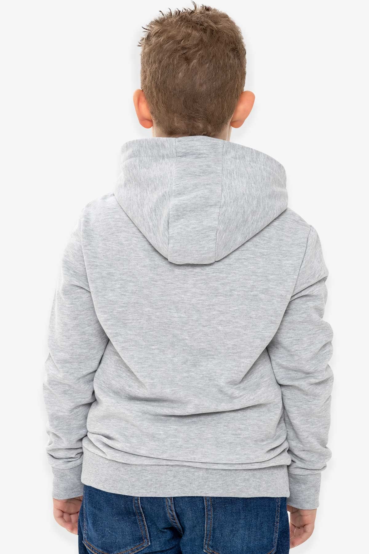 Breeze Erkek Çocuk Sweatshirt Kanguru Cepli Baskılı Gri Melanj (9-15 Yaş)