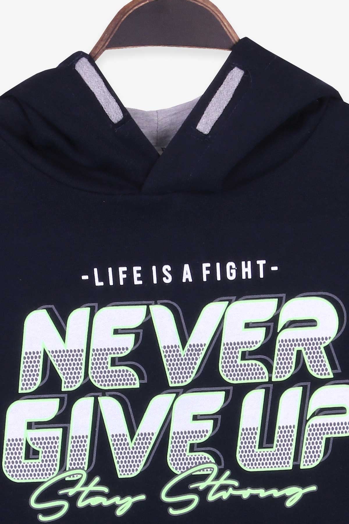 Breeze Erkek Çocuk Sweatshirt Kanguru Cepli Baskılı Lacivert (9-15 Yaş)