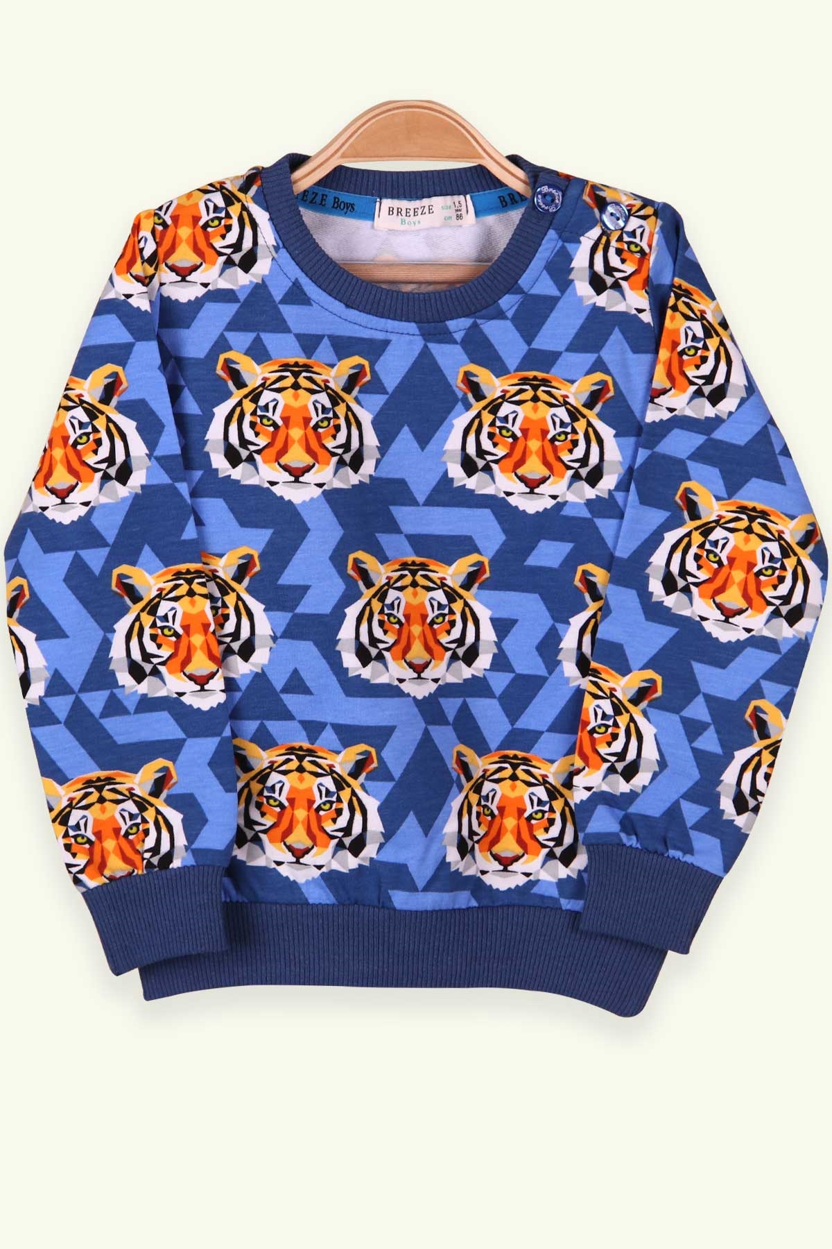 Breeze Erkek Çocuk Sweatshirt Kaplanlı Mavi (1.5-5 Yaş)
