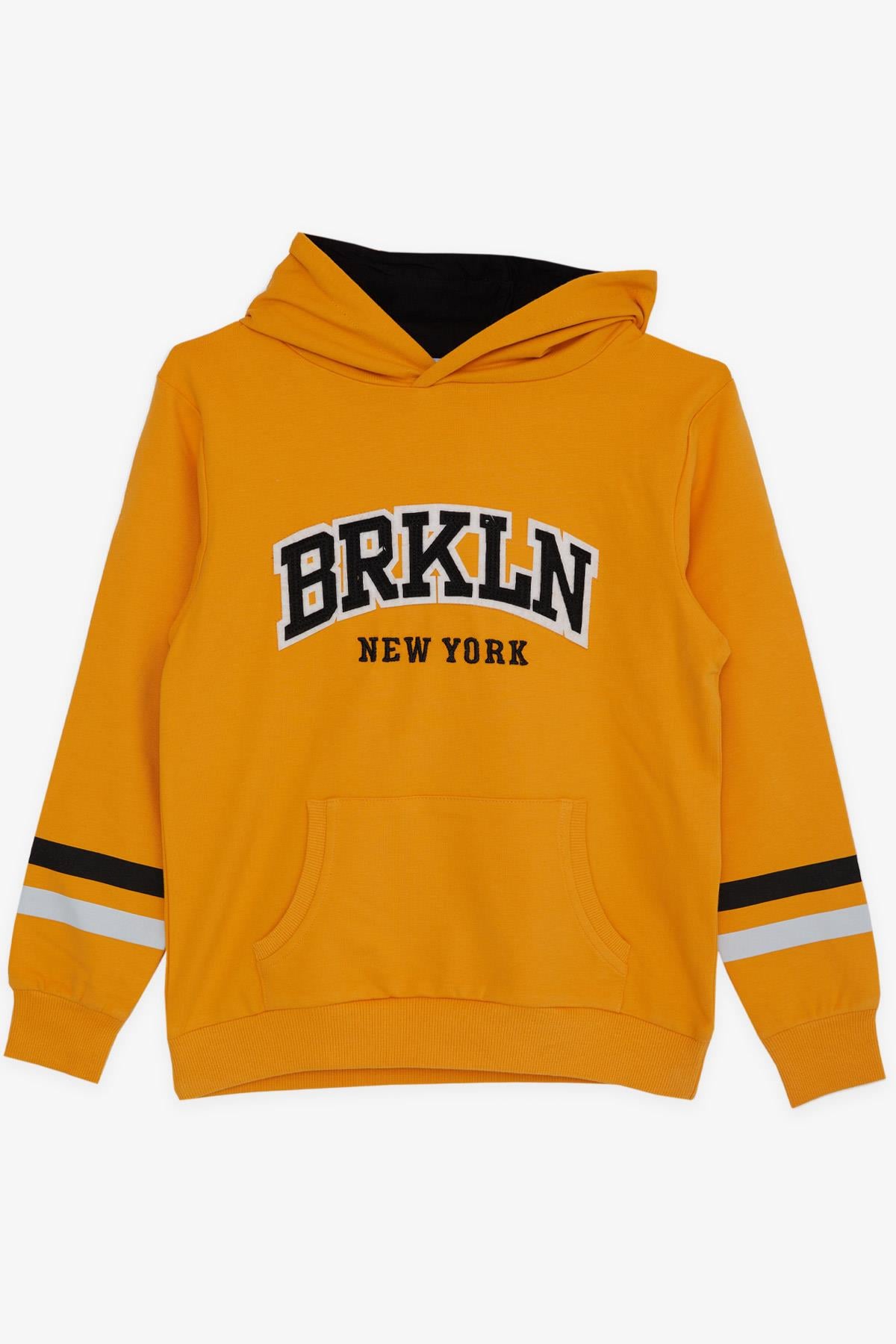 Breeze Erkek Çocuk Sweatshirt Kapüşonlu Nakışlı Hardal Sarı (9-15 Yaş)