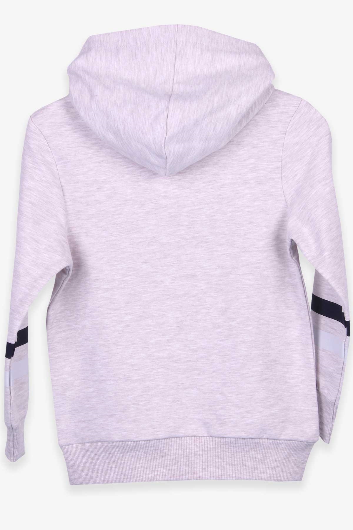 Breeze Erkek Çocuk Sweatshirt Kapüşonlu Nakışlı Bej Melanj (4-8 Yaş)