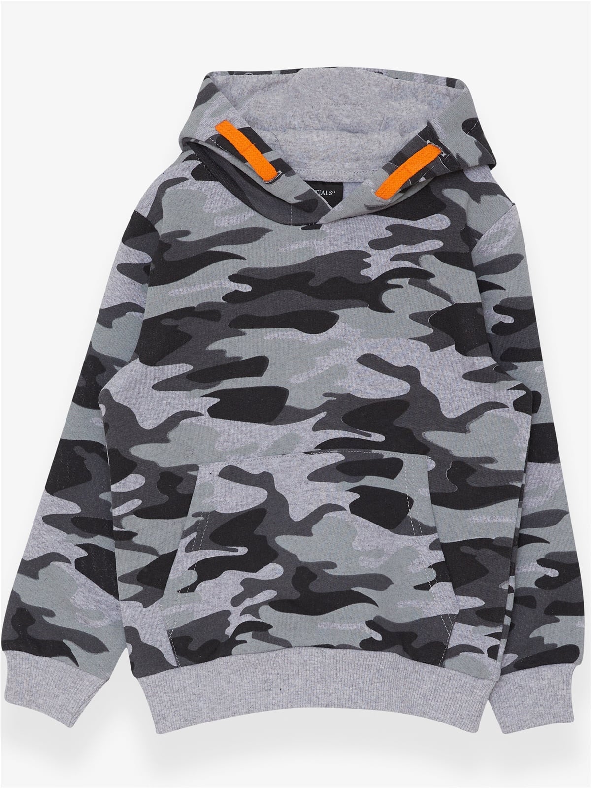 Breeze Erkek Çocuk Sweatshirt Kapüşonlu Kamuflaj Desenli Gri Melanj (6-10 Yaş)