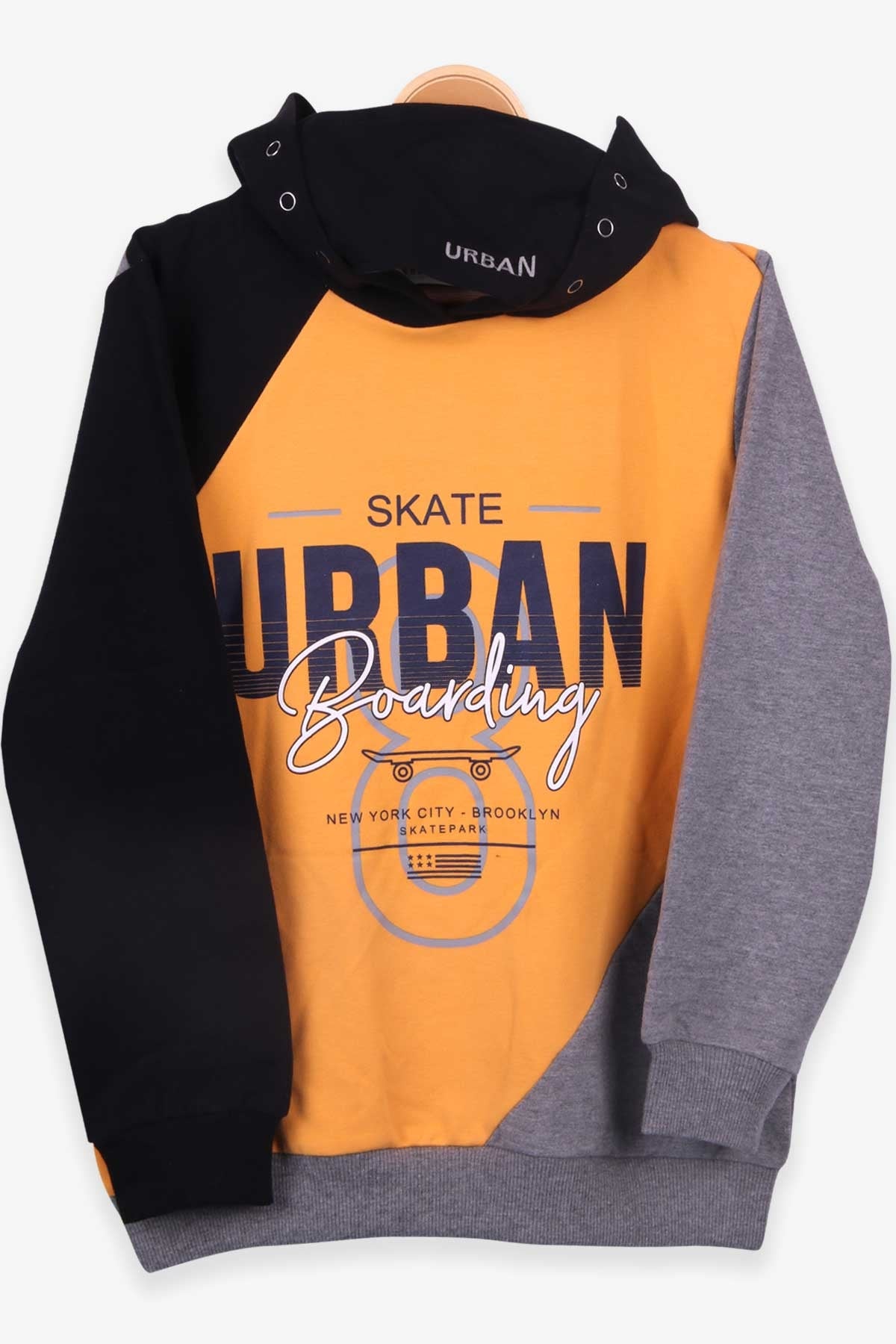 Breeze Erkek Çocuk Sweatshirt Kapüşonlu Maskeli Hardal Sarı (9-15 Yaş)