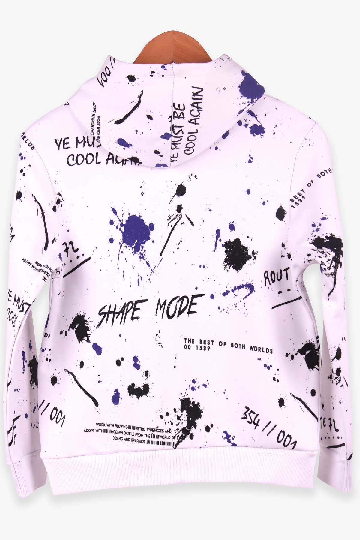 Breeze Erkek Çocuk Sweatshirt Kapüşonlu İçi Yünlü Beyaz (10-14 Yaş)