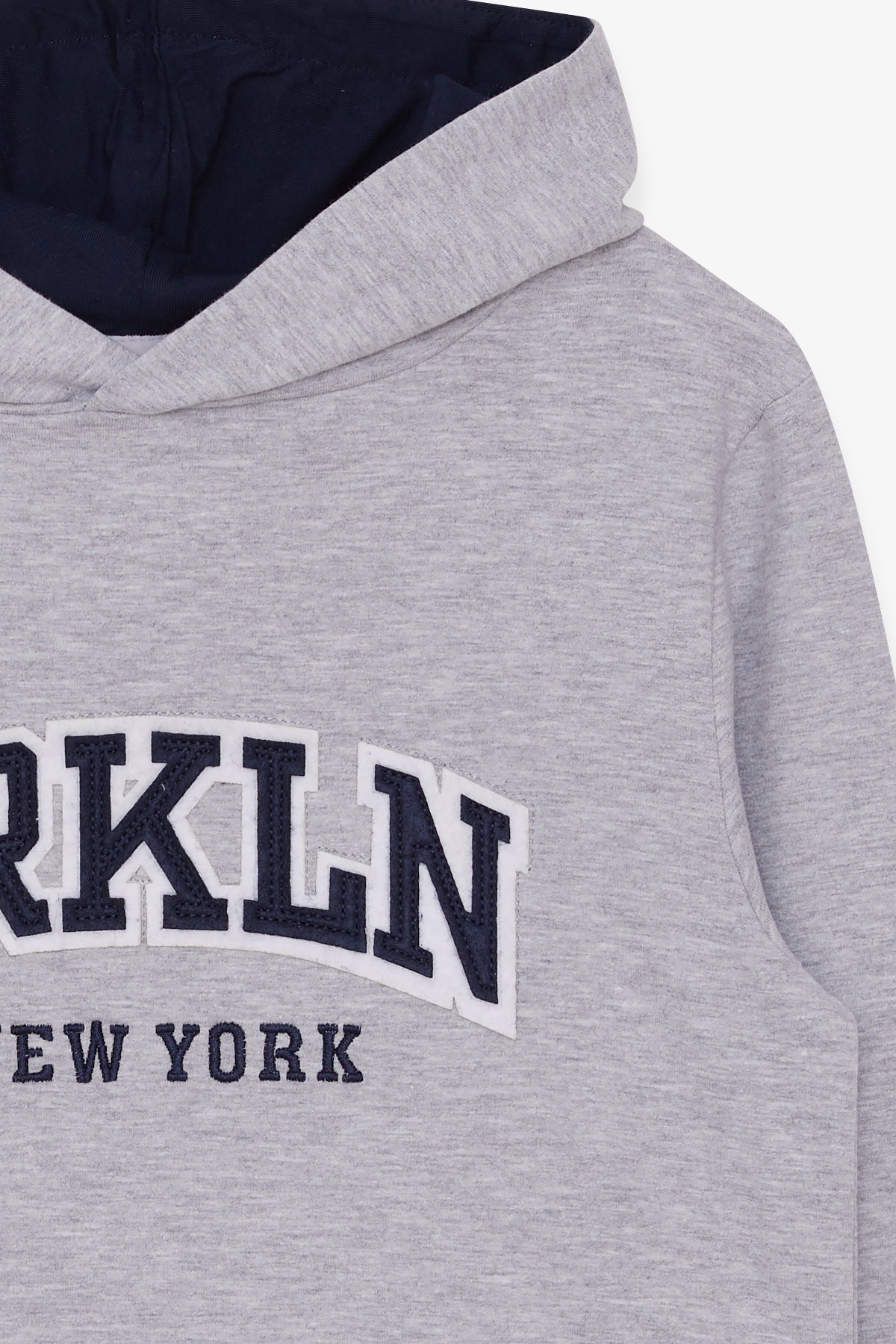 Breeze Erkek Çocuk Sweatshirt Kapüşonlu Nakışlı Gri Melanj (4-8 Yaş)