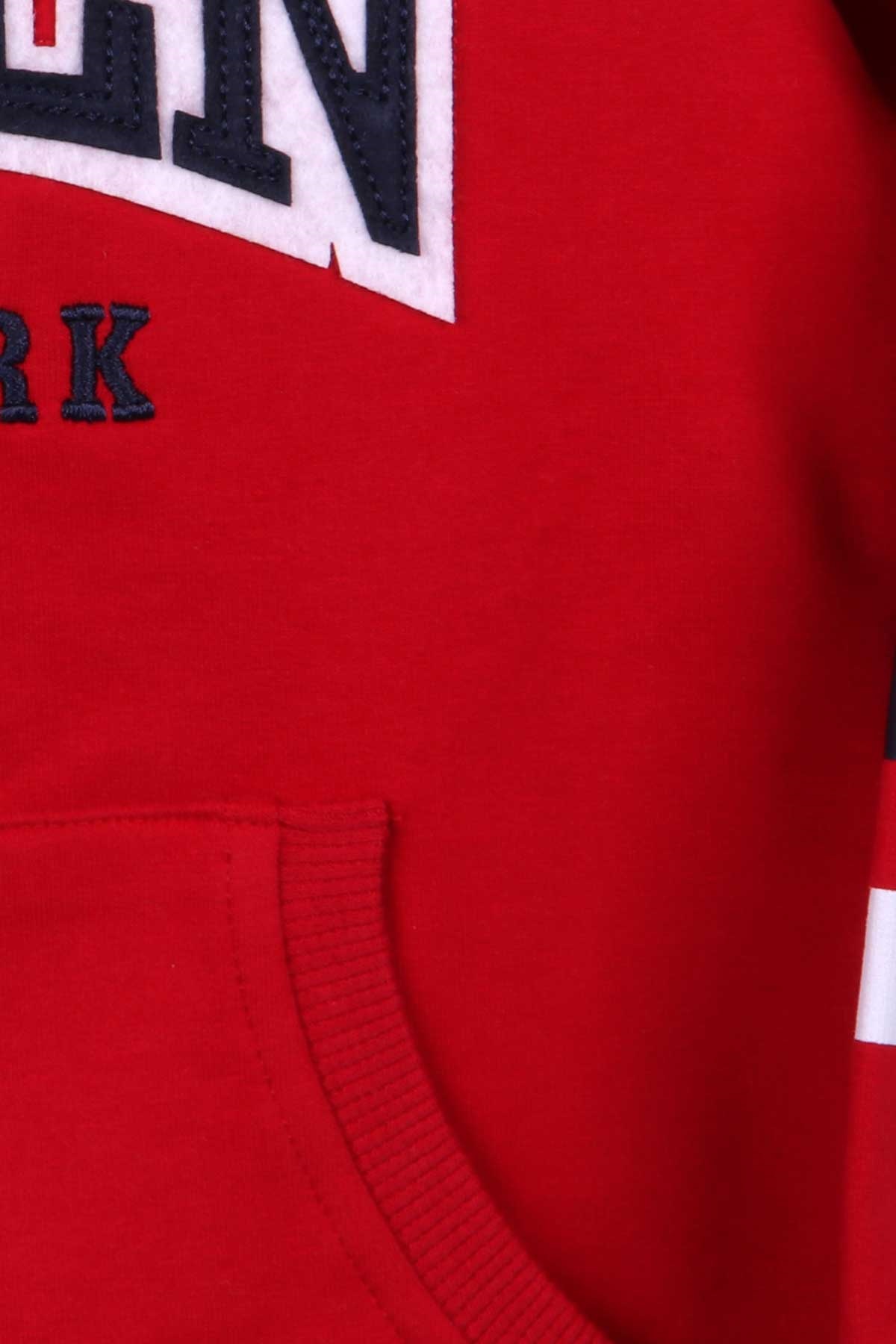 Breeze Erkek Çocuk Sweatshirt Kapüşonlu Nakışlı Kırmızı (4-8 Yaş)