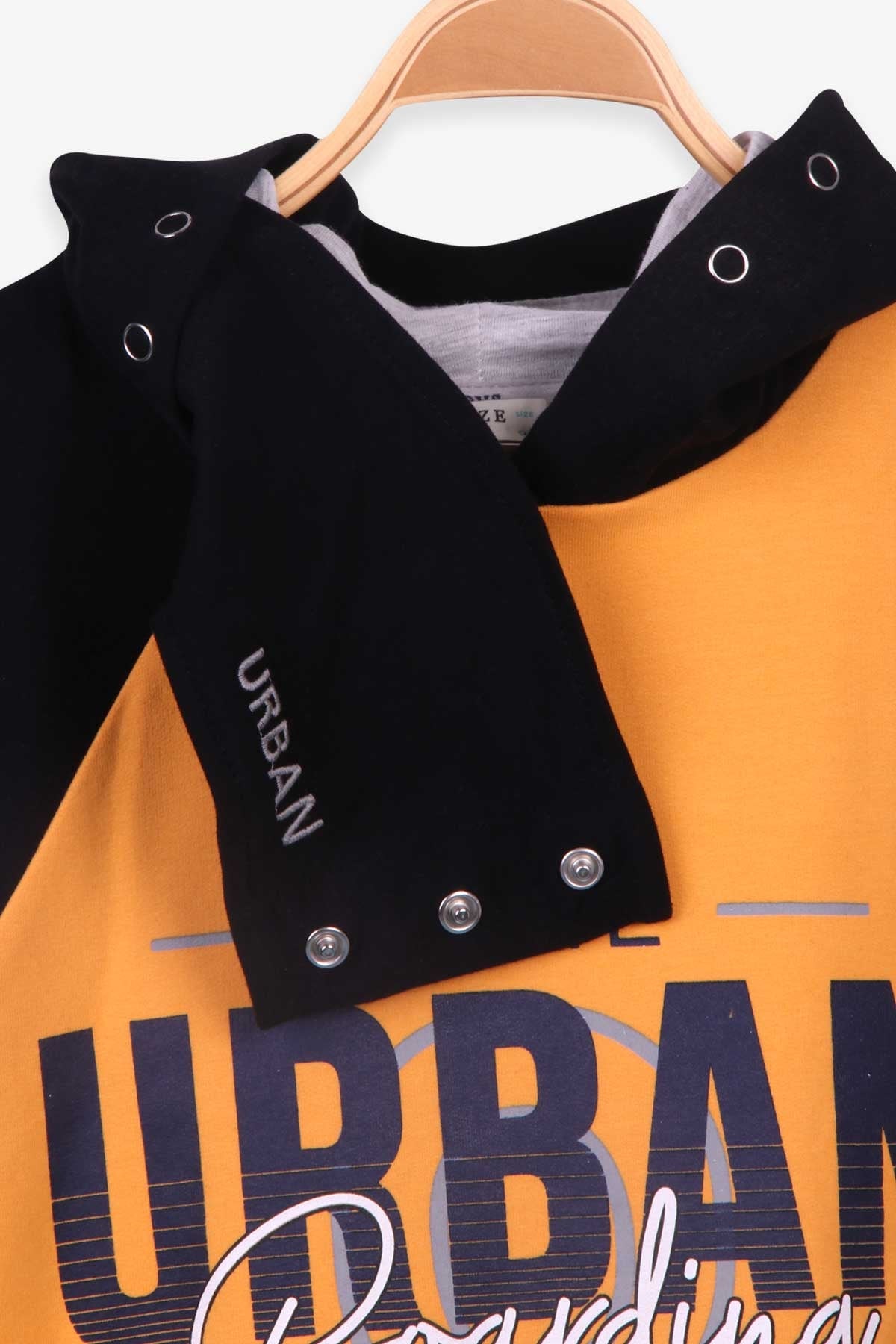 Breeze Erkek Çocuk Sweatshirt Kapüşonlu Maskeli Hardal Sarı (9-15 Yaş)