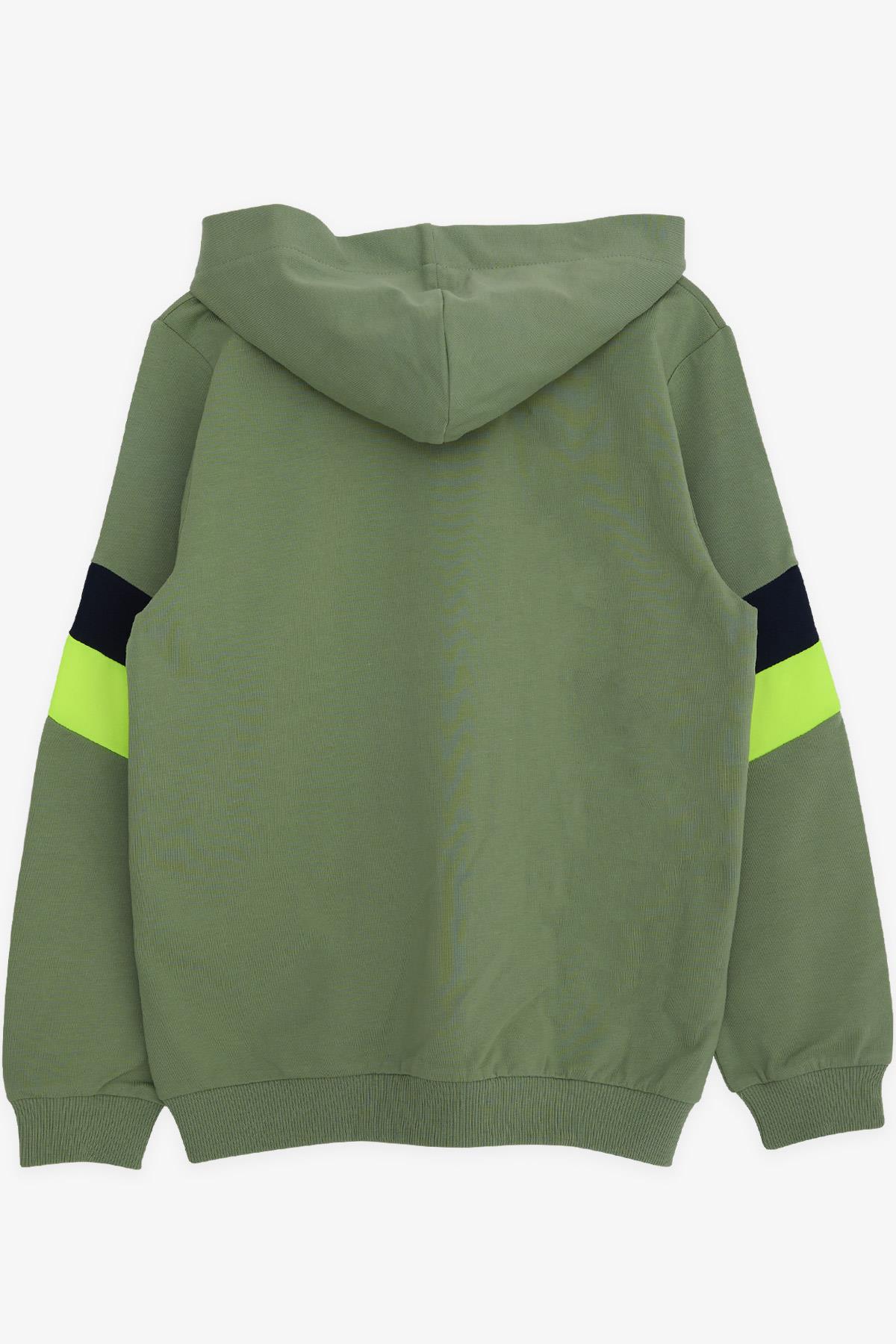 Breeze Erkek Çocuk Sweatshirt Kapüşonlu Yazı Baskılı Mint Yeşili (8-14 Yaş)