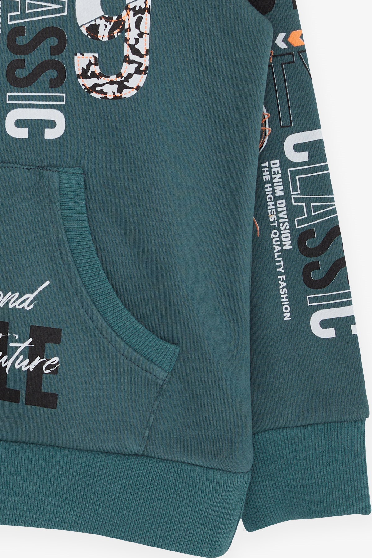 Breeze Erkek Çocuk Sweatshirt Kapüşonlu Kanguru Cepli Petrol Yeşili (10-11 Yaş)