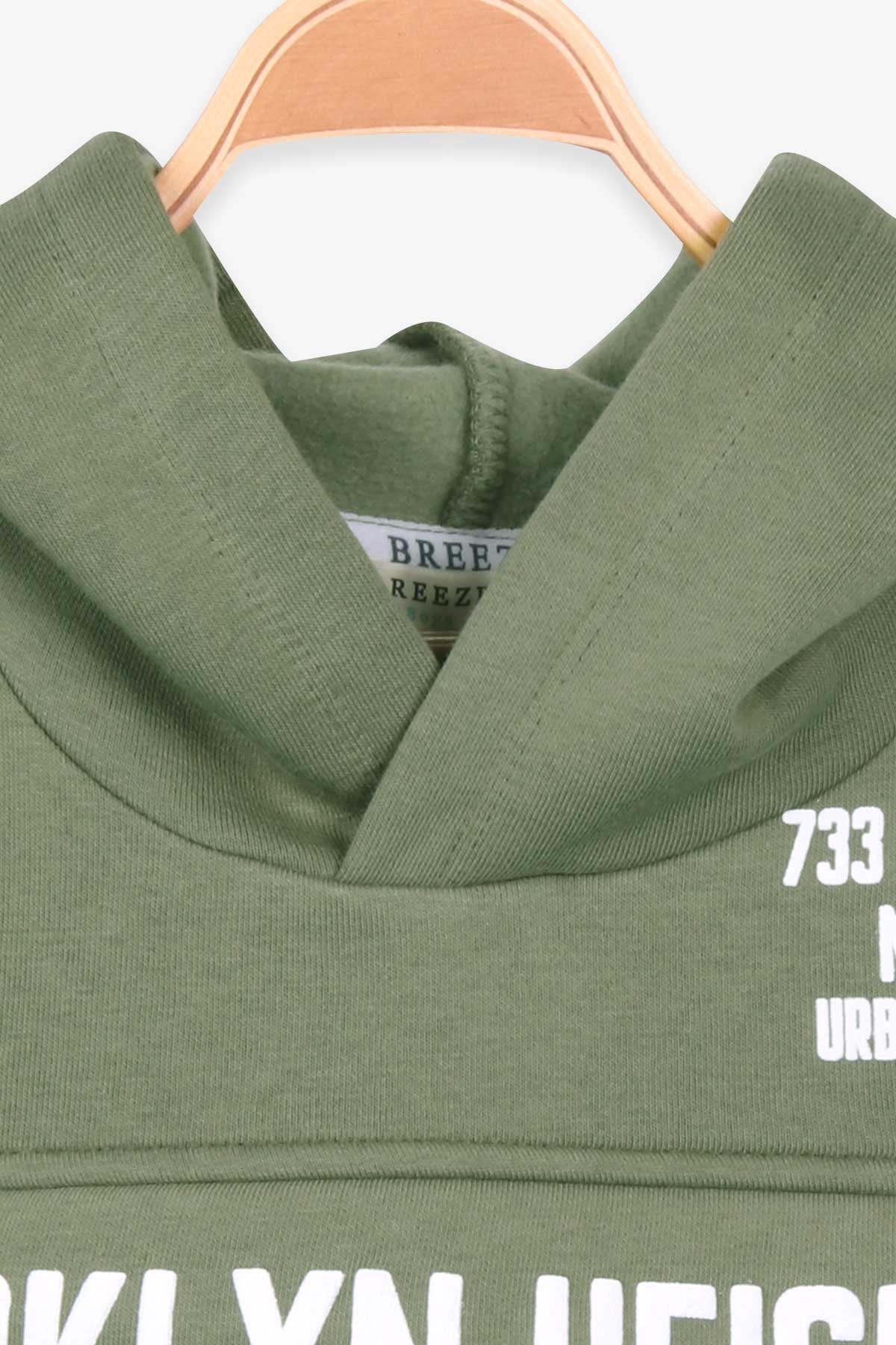 Breeze Erkek Çocuk Sweatshirt Kapüşonlu Haki Yeşil (8-14 Yaş)