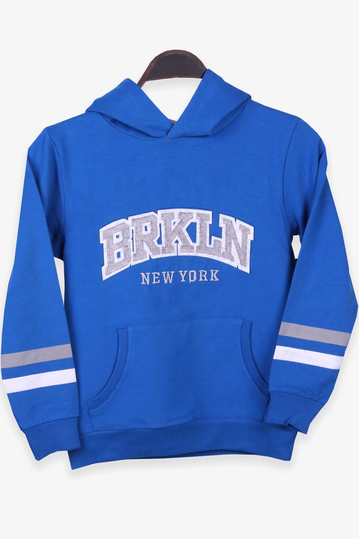 Breeze Erkek Çocuk Sweatshirt Kapüşonlu Nakışlı Saks Mavisi (9-15 Yaş)