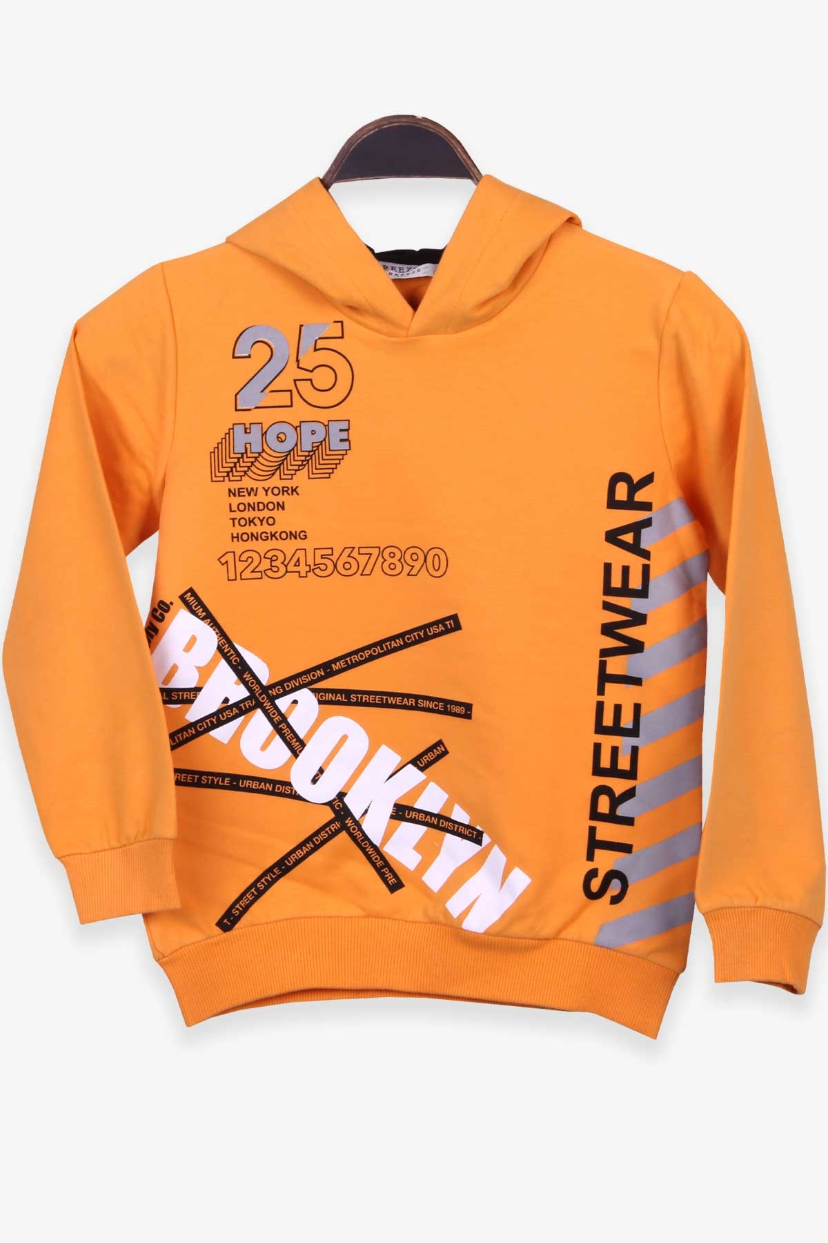 Breeze Erkek Çocuk Sweatshirt Kapüşonlu Baskılı Hardal Sarı (7-12 Yaş)