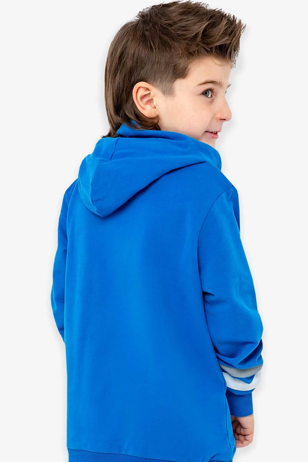 Breeze Erkek Çocuk Sweatshirt Kapüşonlu Nakışlı Saks Mavisi (9-15 Yaş)