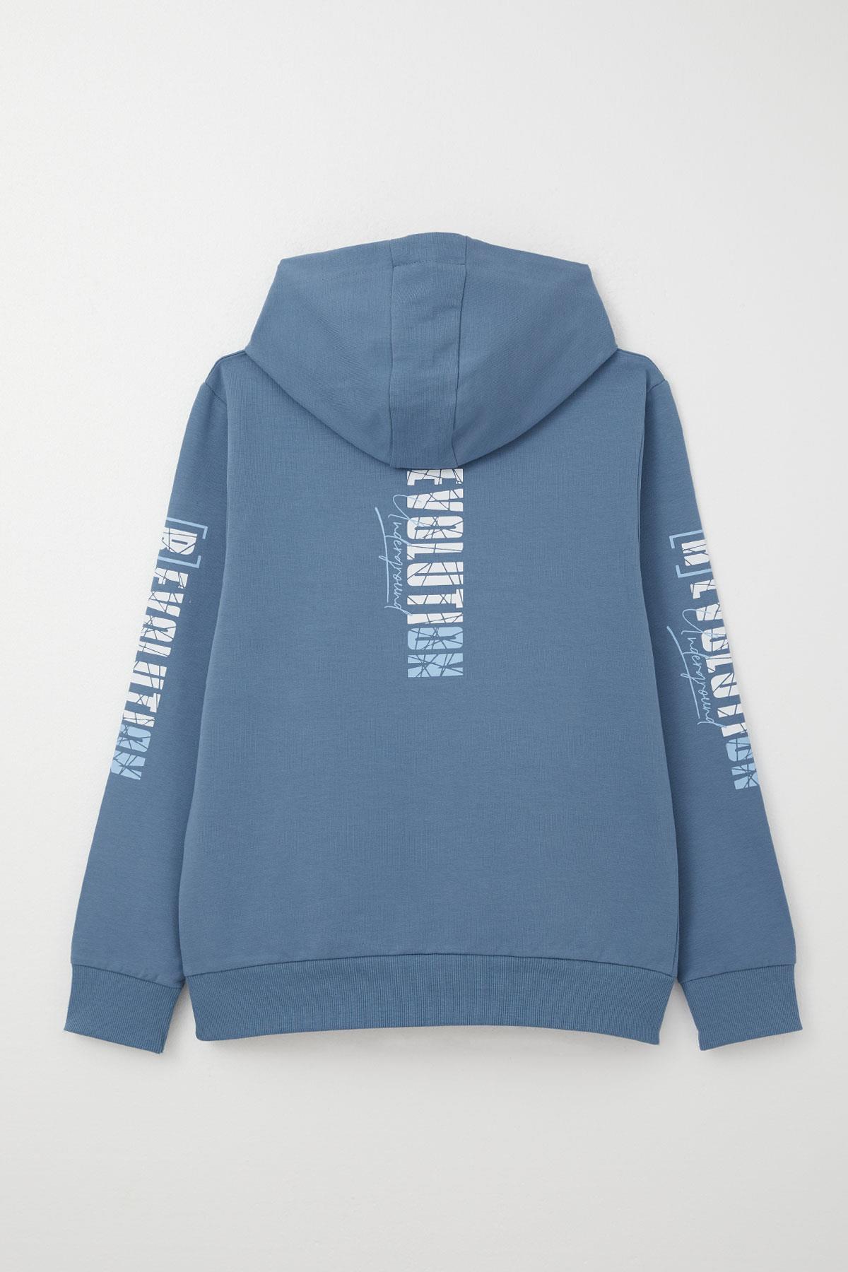 Breeze Erkek Çocuk Sweatshirt Kapüşonlu Kanguru Cepli İndigo (9-16 Yaş)