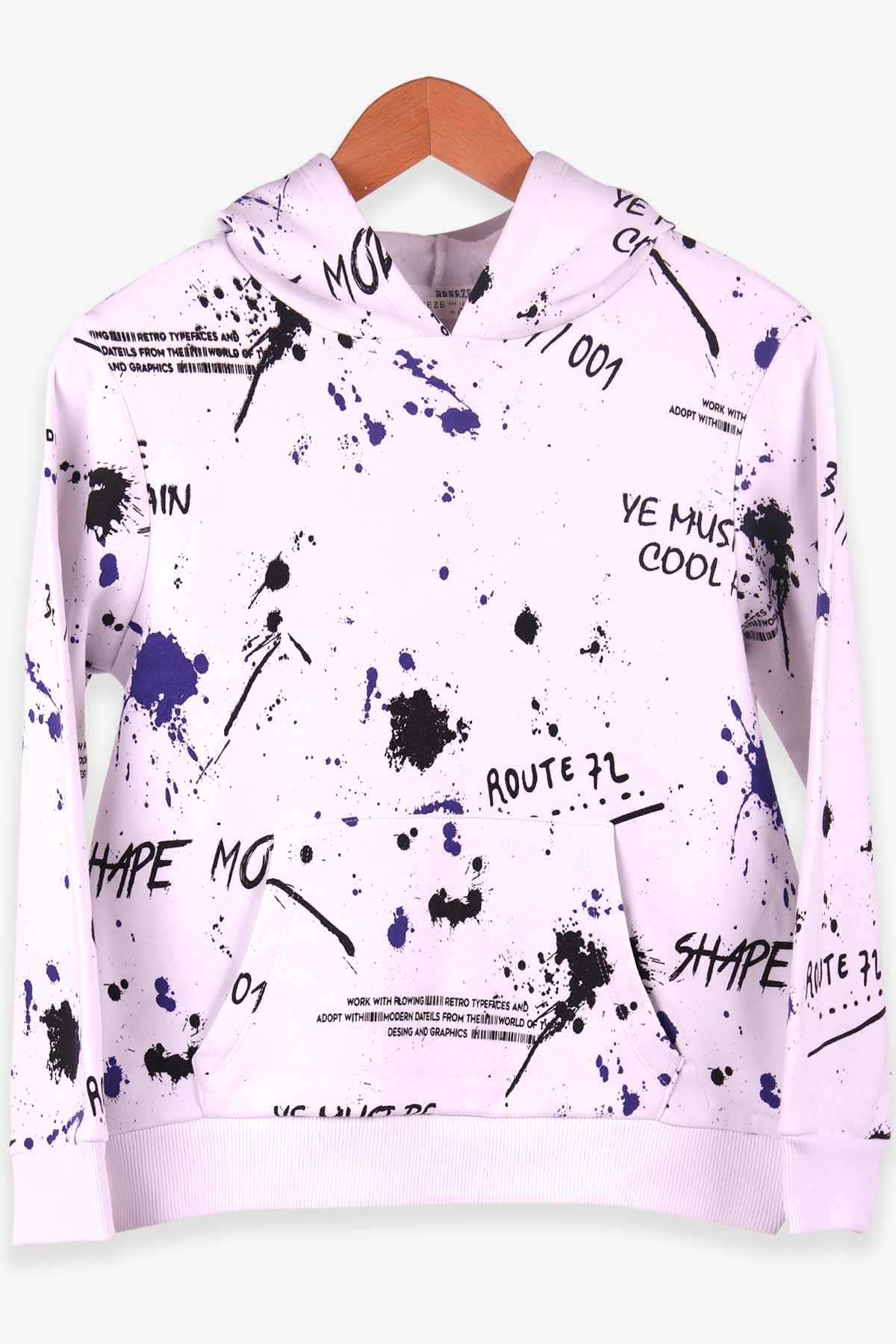 Breeze Erkek Çocuk Sweatshirt Kapüşonlu İçi Yünlü Beyaz (10-14 Yaş)